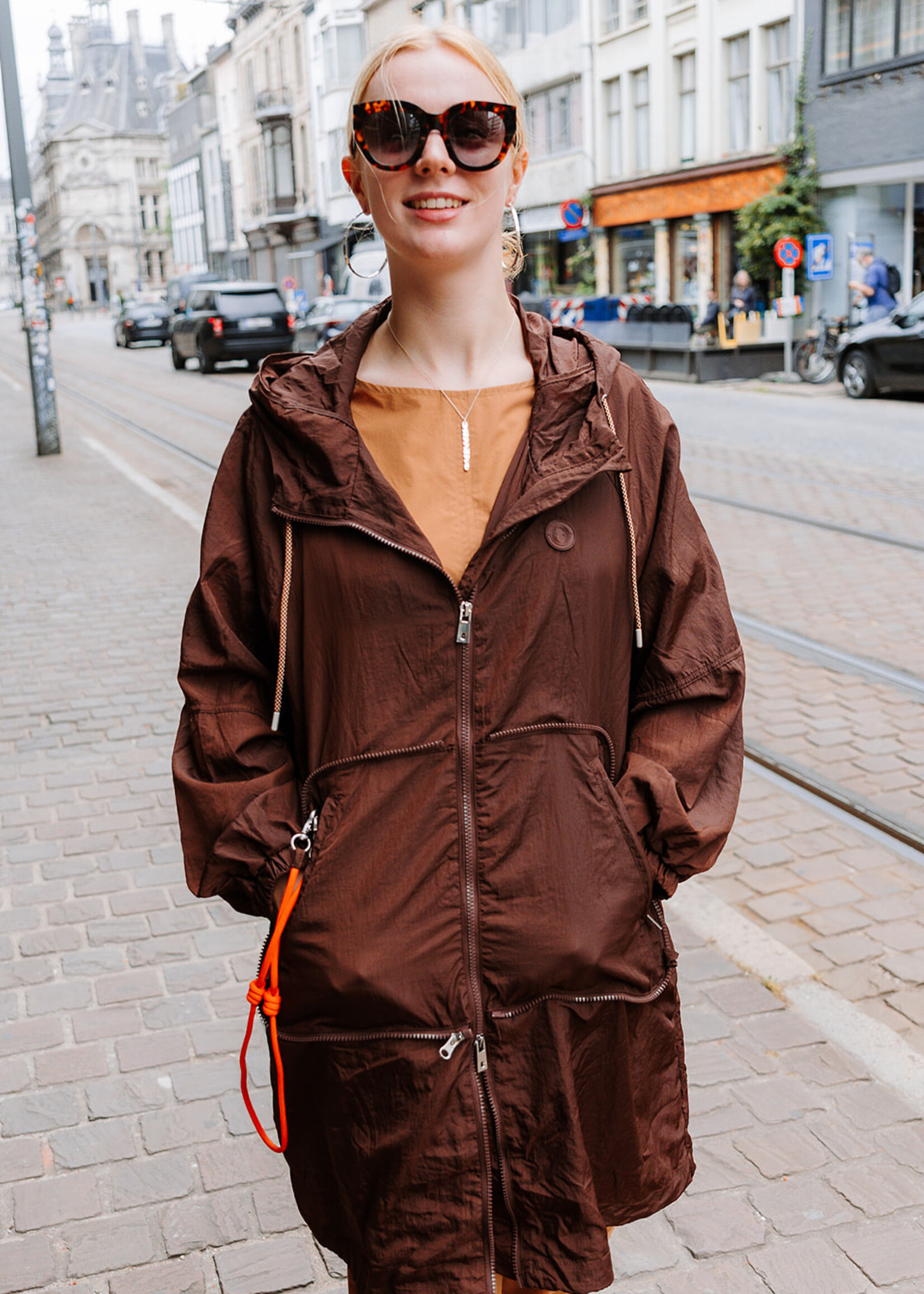 Ottod'Ame Windbreaker long (brown)