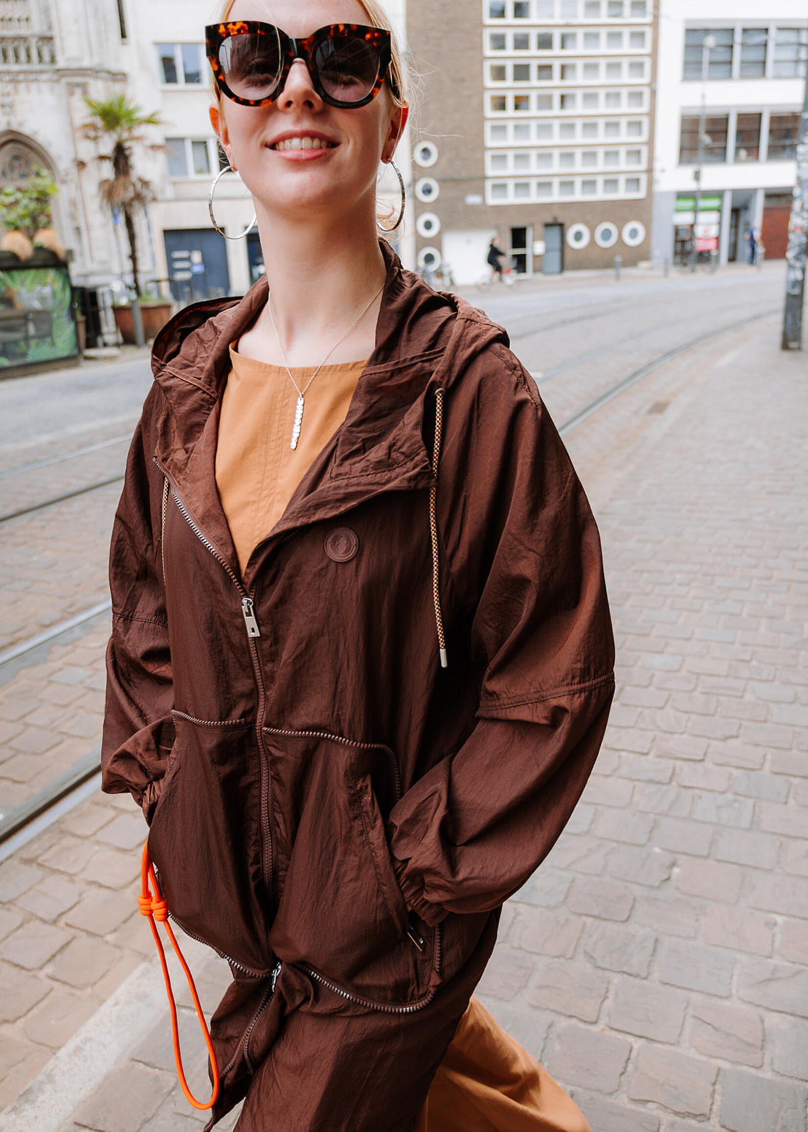 Ottod'Ame Windbreaker long (brown)