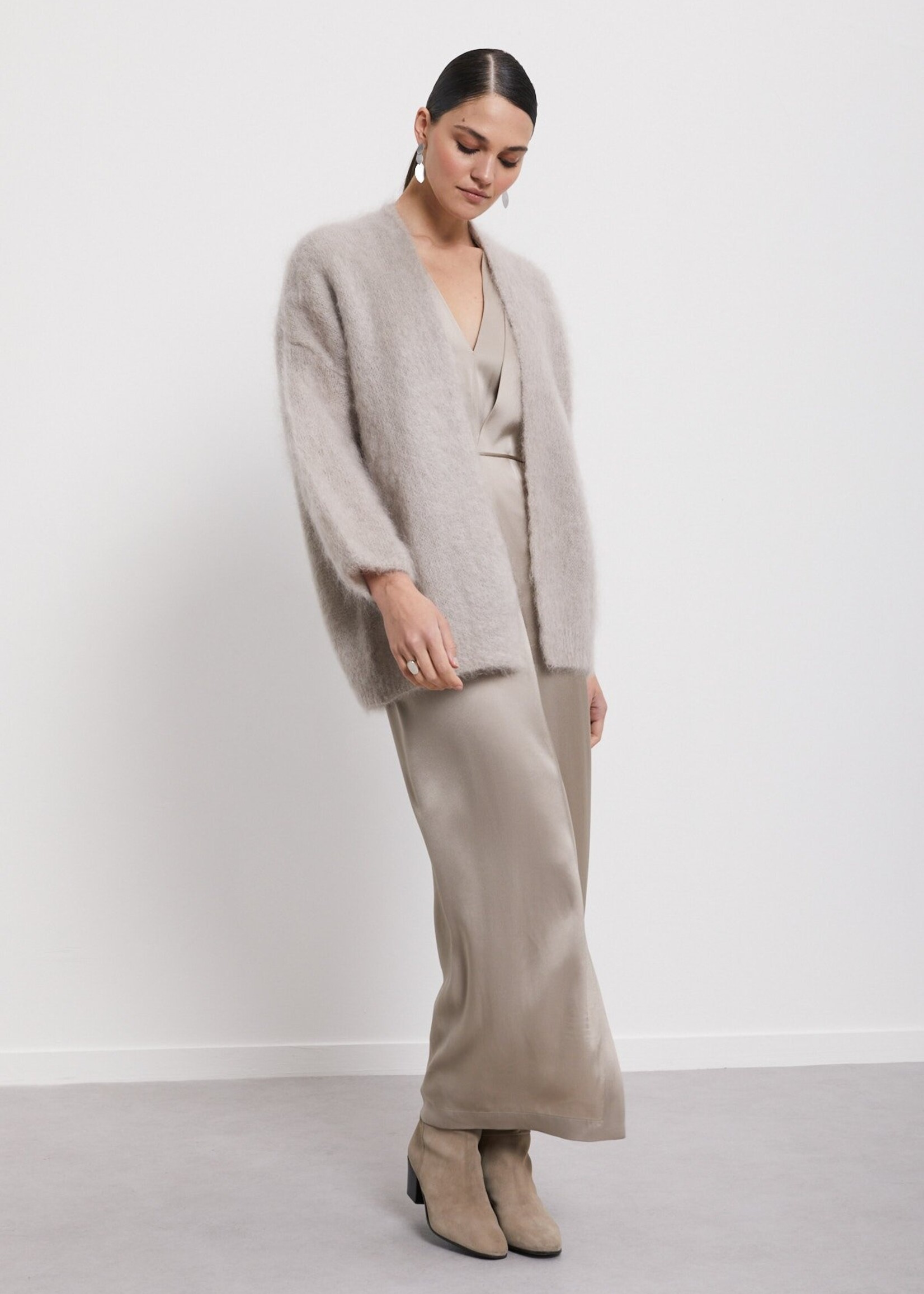 Ottod'Ame Fluffy Mohair Cardigan (Corda Cream)