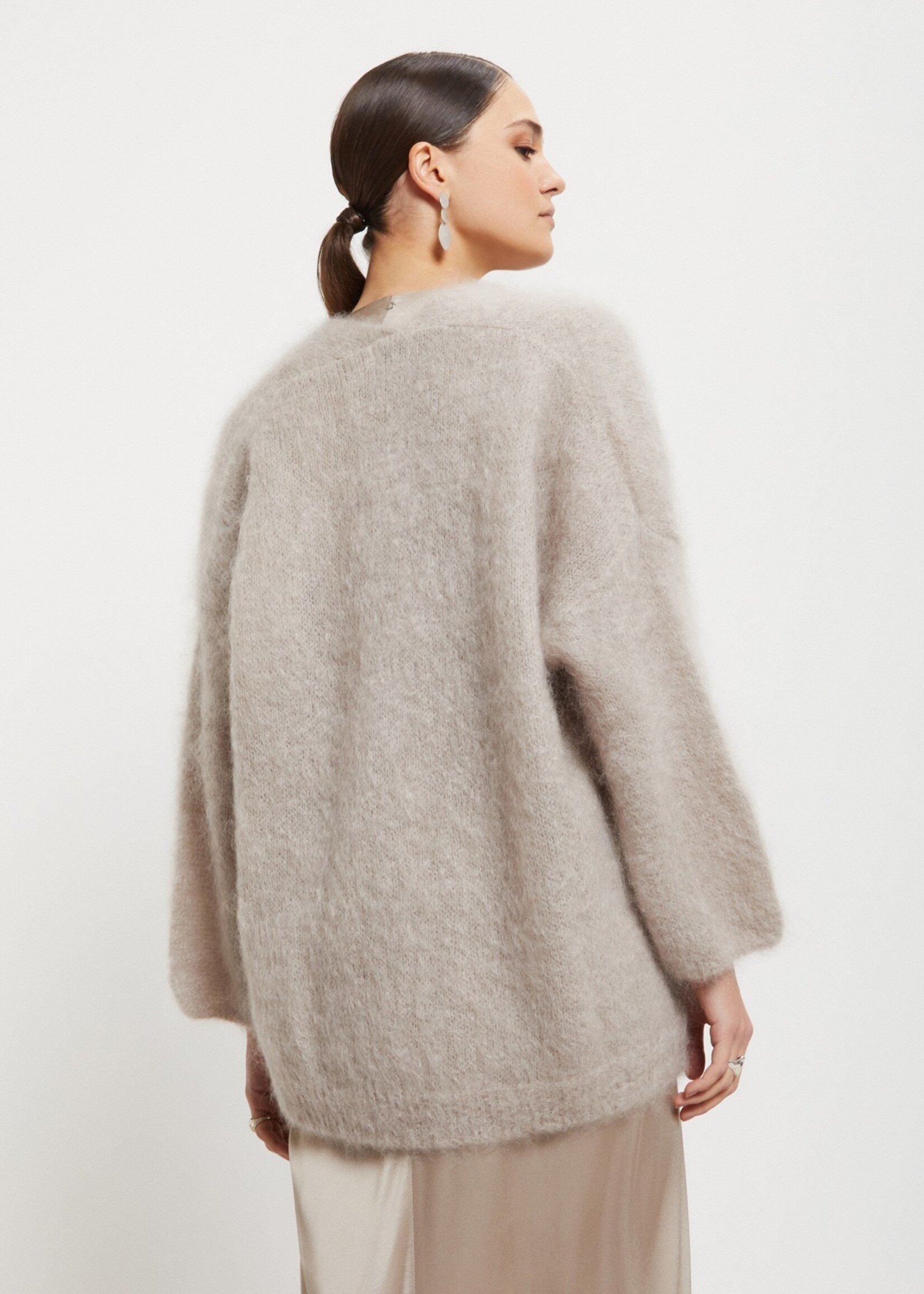 Ottod'Ame Fluffy Mohair Cardigan (Corda Cream)