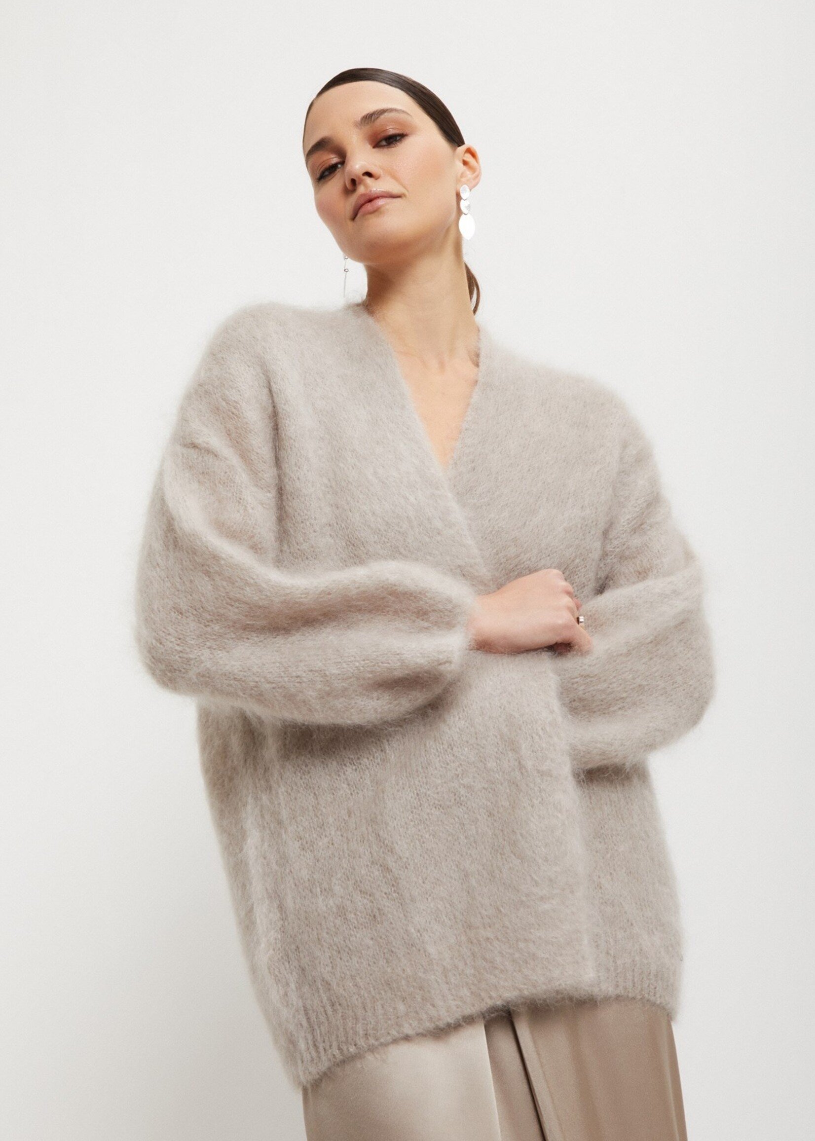 Ottod'Ame Fluffy Mohair Cardigan (Corda Cream)