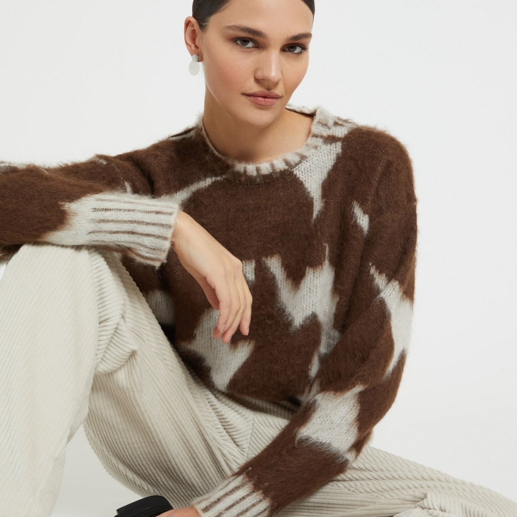 Ottod'Ame Print Sweater (Brown/Cream)