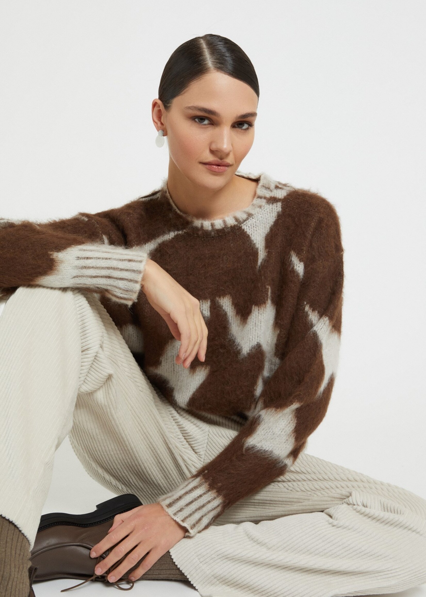 Ottod'Ame Print Sweater (Brown/Cream)