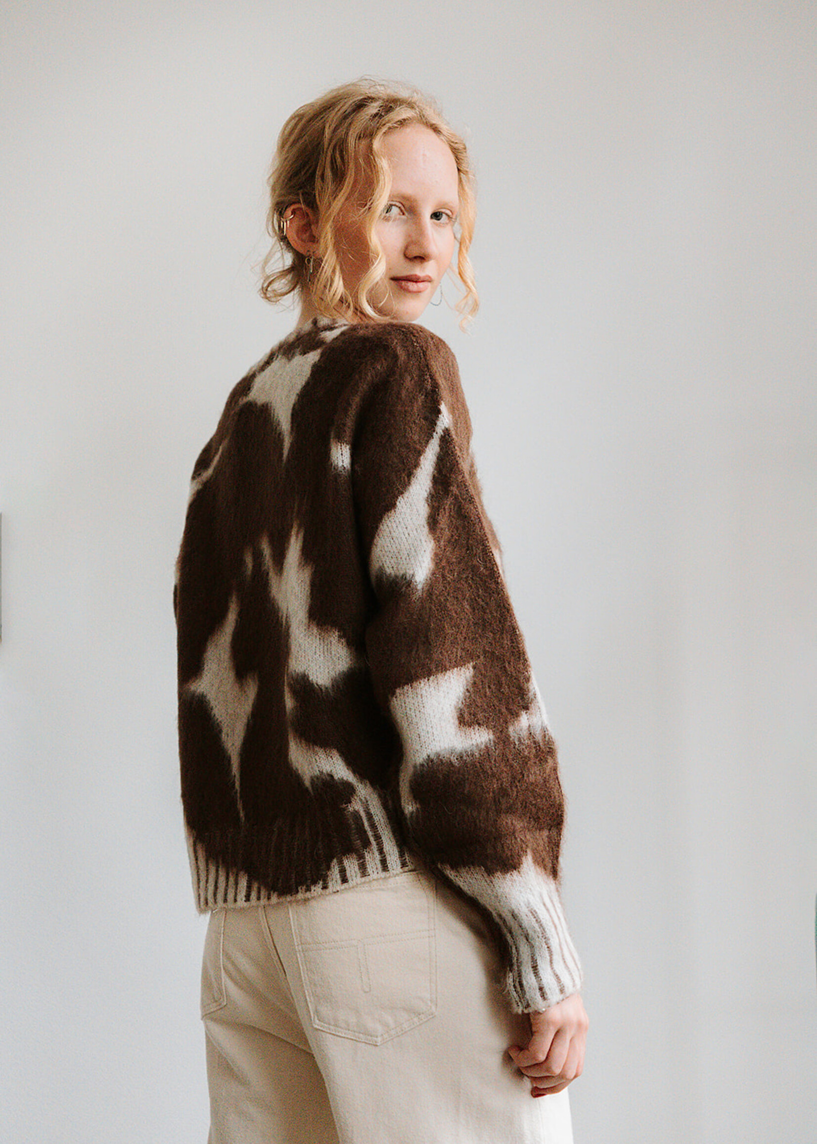 Ottod'Ame Print Sweater (Brown/Cream)