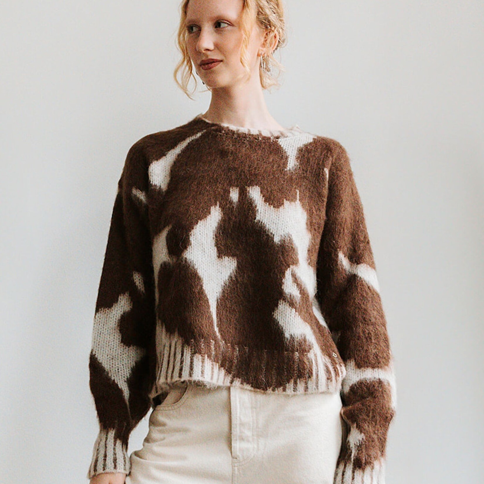 Ottod'Ame Print Sweater (Brown/Cream)