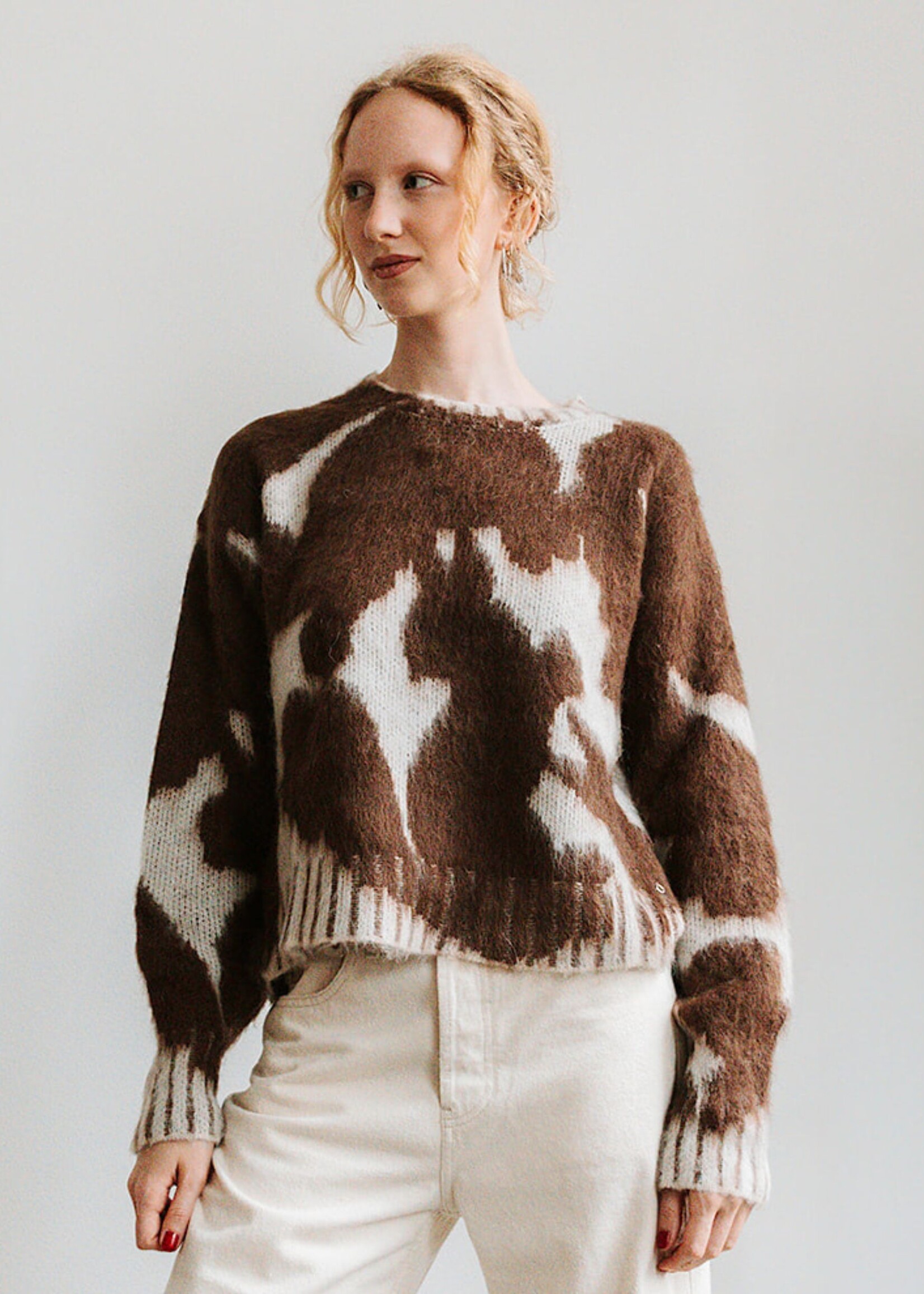 Ottod'Ame Print Sweater (Brown/Cream)