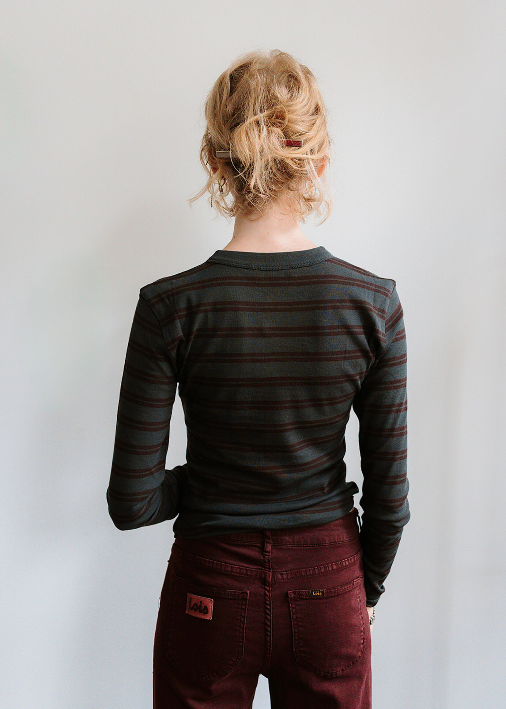 Soeur T-shirt Gaelle Stripe (Antracite/Bordeau)