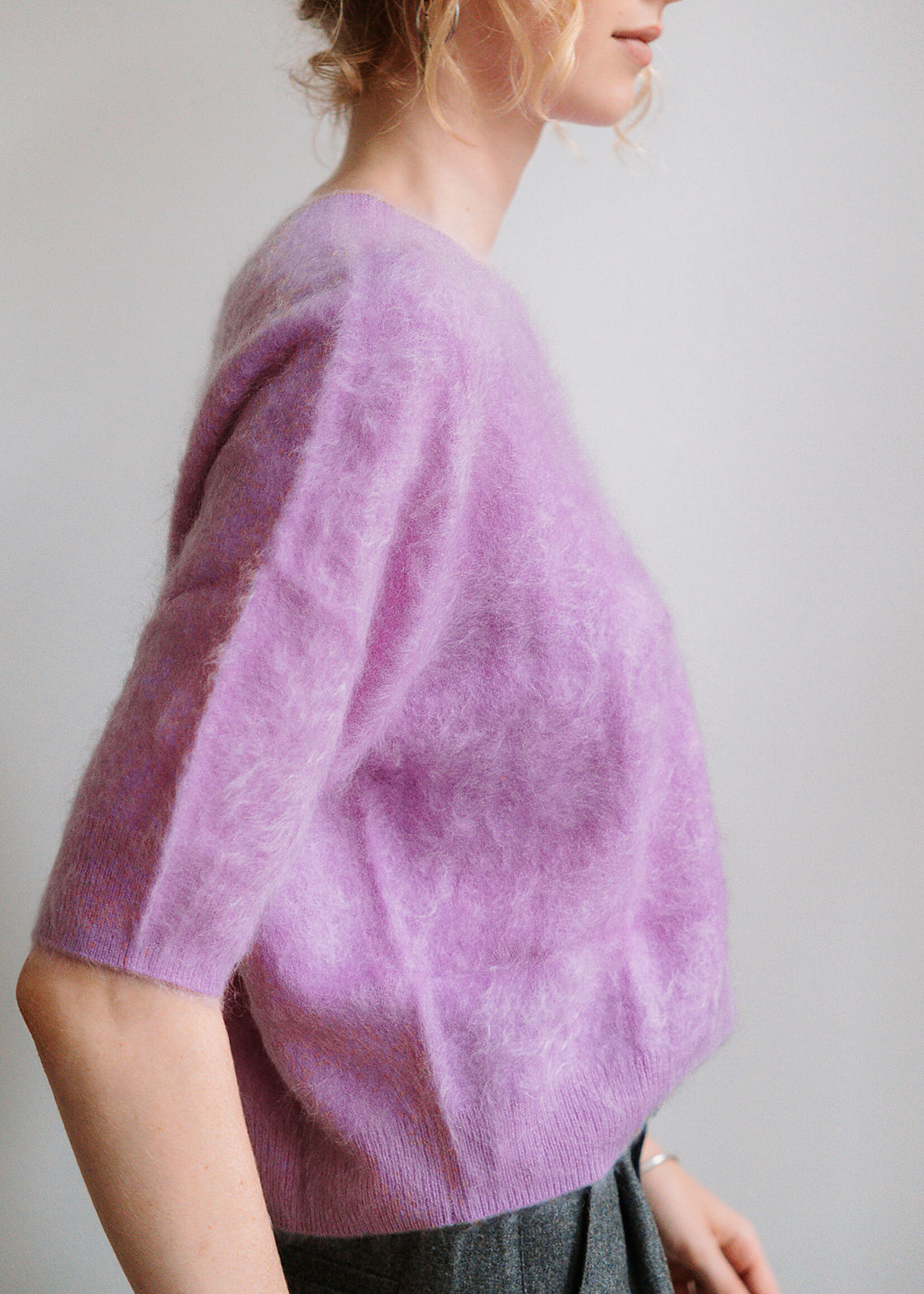 Colorush Brushed Cashmere Shortsleeved Sweater (Pink)