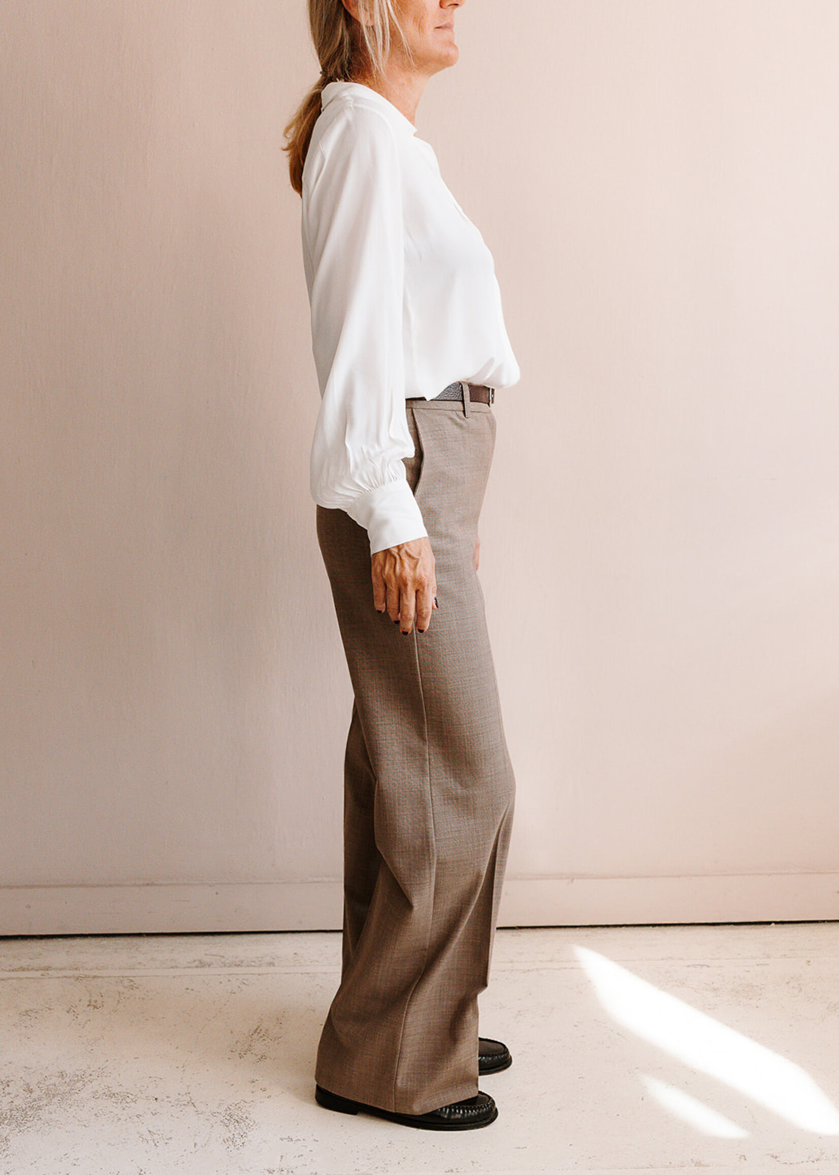 Ottod'Ame Long Wide Leg Trousers (Beige Taupe)