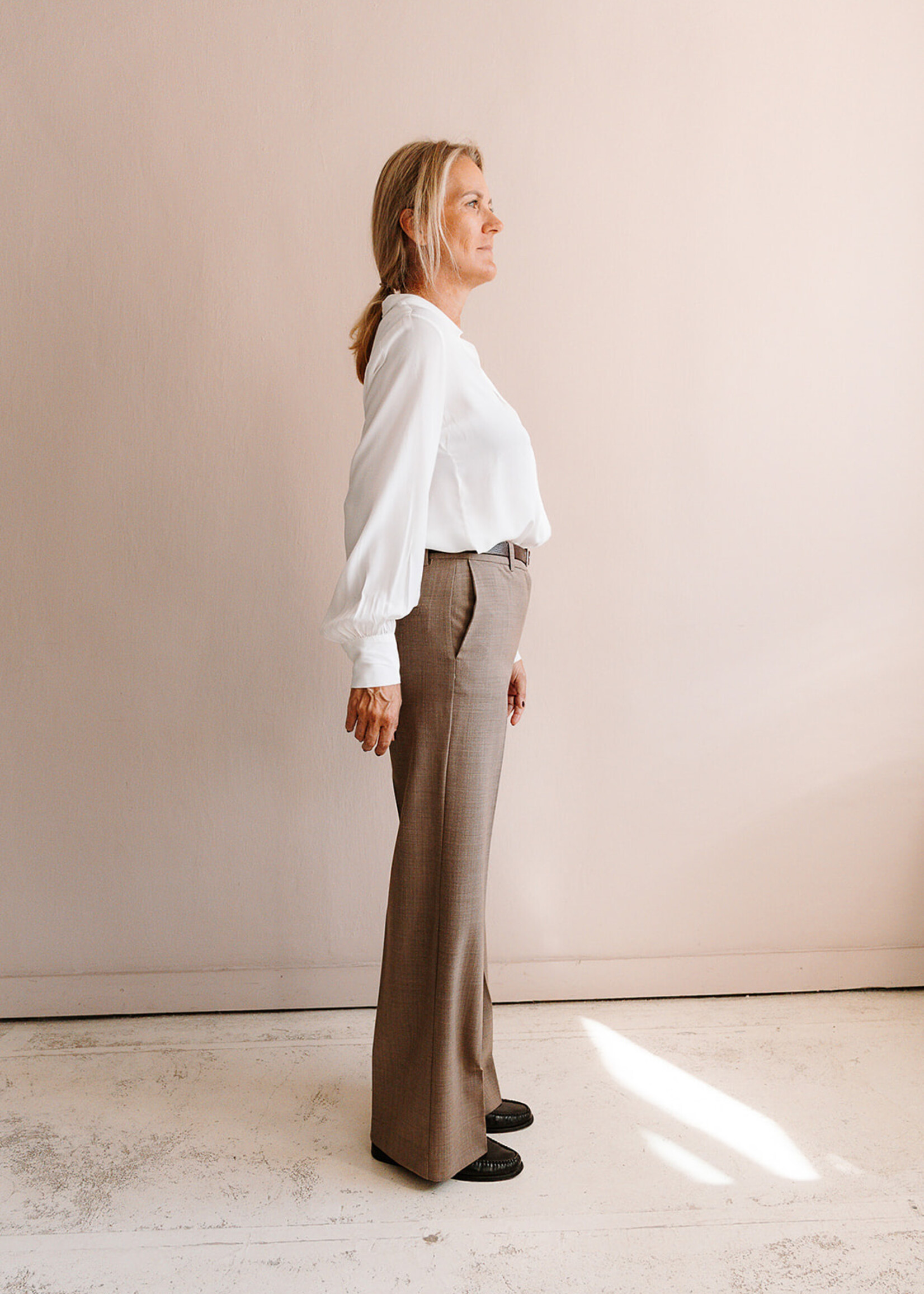 Ottod'Ame Long Wide Leg Trousers (Beige Taupe)