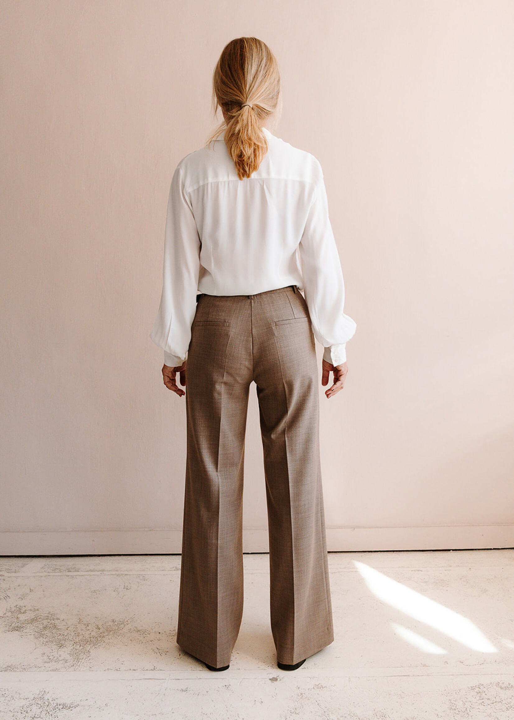 Ottod'Ame Long Wide Leg Trousers (Beige Taupe)
