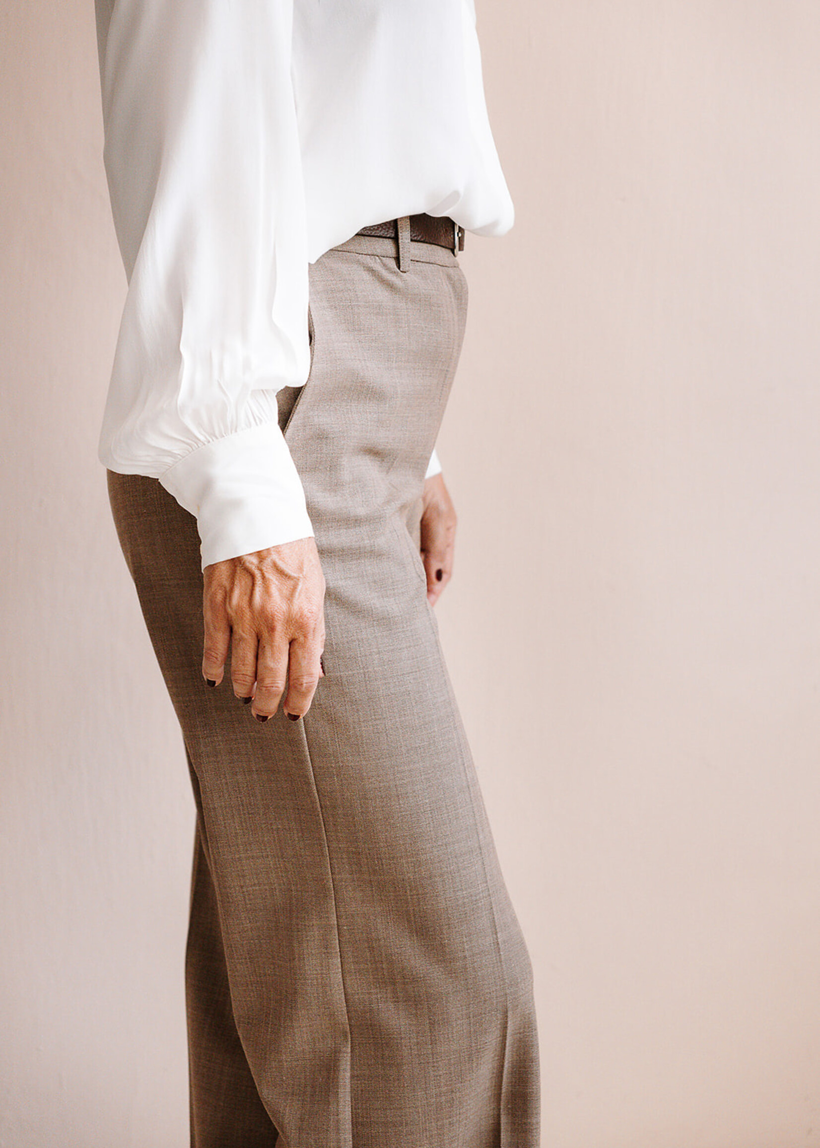 Ottod'Ame Long Wide Leg Trousers (Beige Taupe)