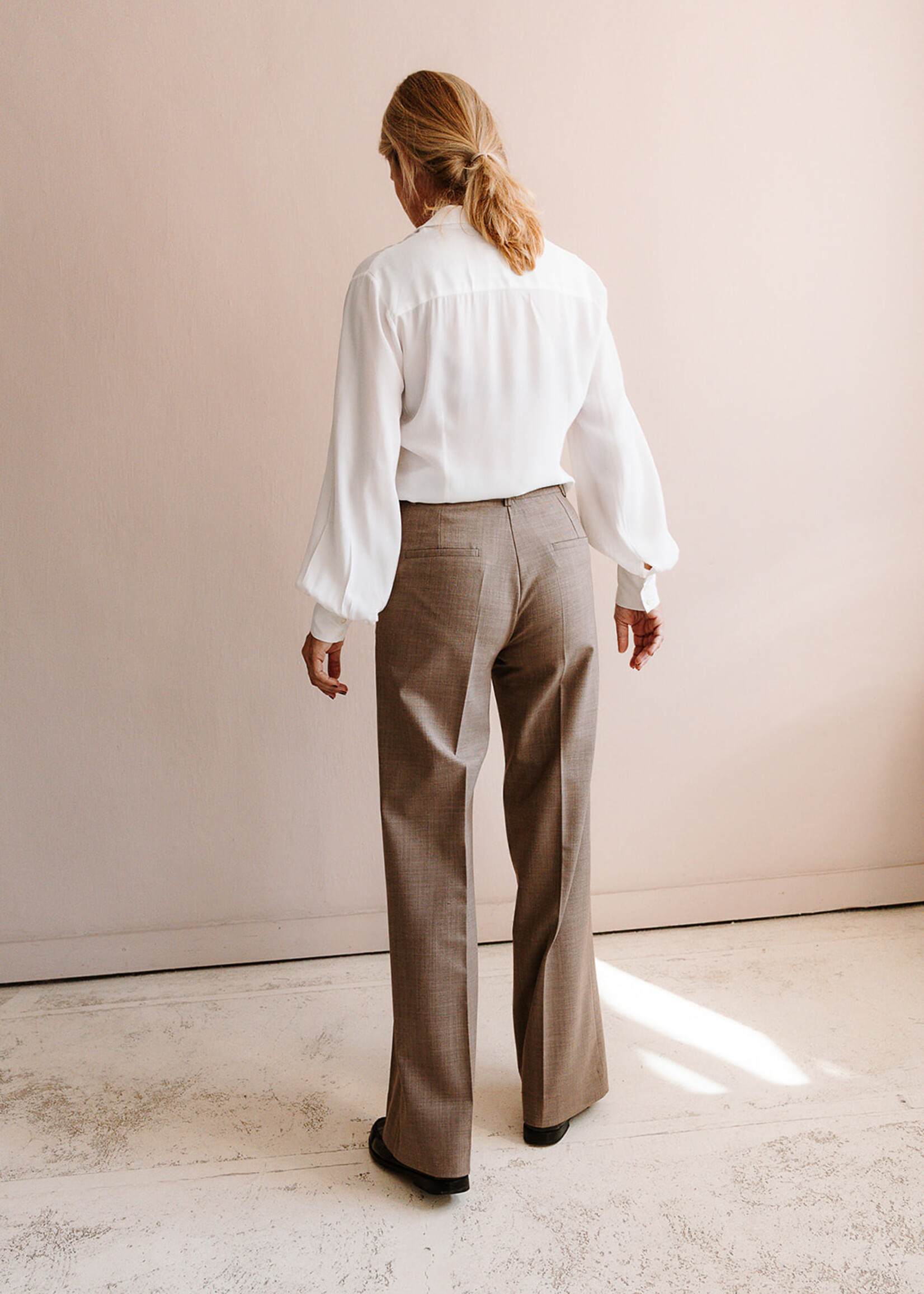 Ottod'Ame Long Wide Leg Trousers (Beige Taupe)