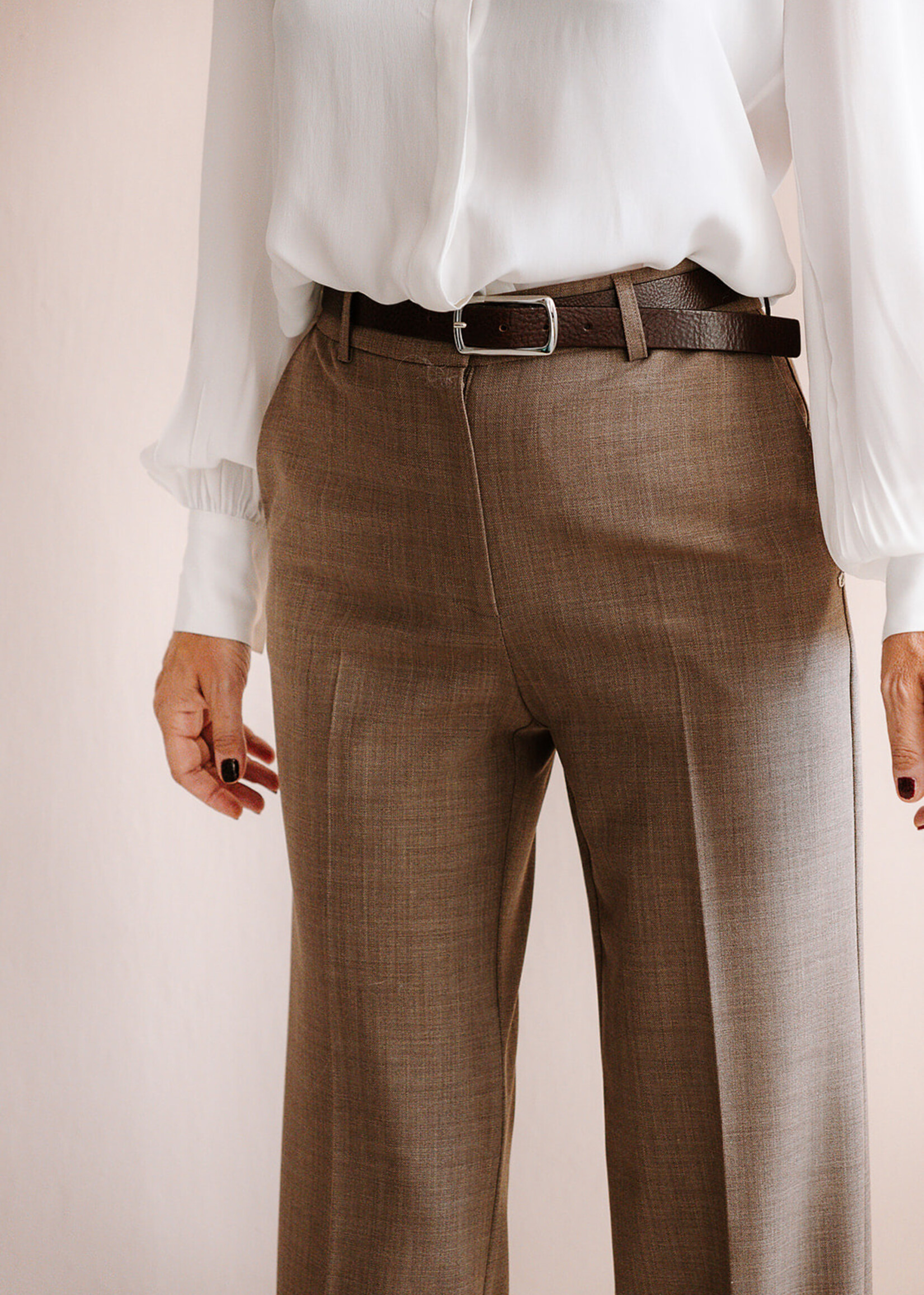 Ottod'Ame Long Wide Leg Trousers (Beige Taupe)