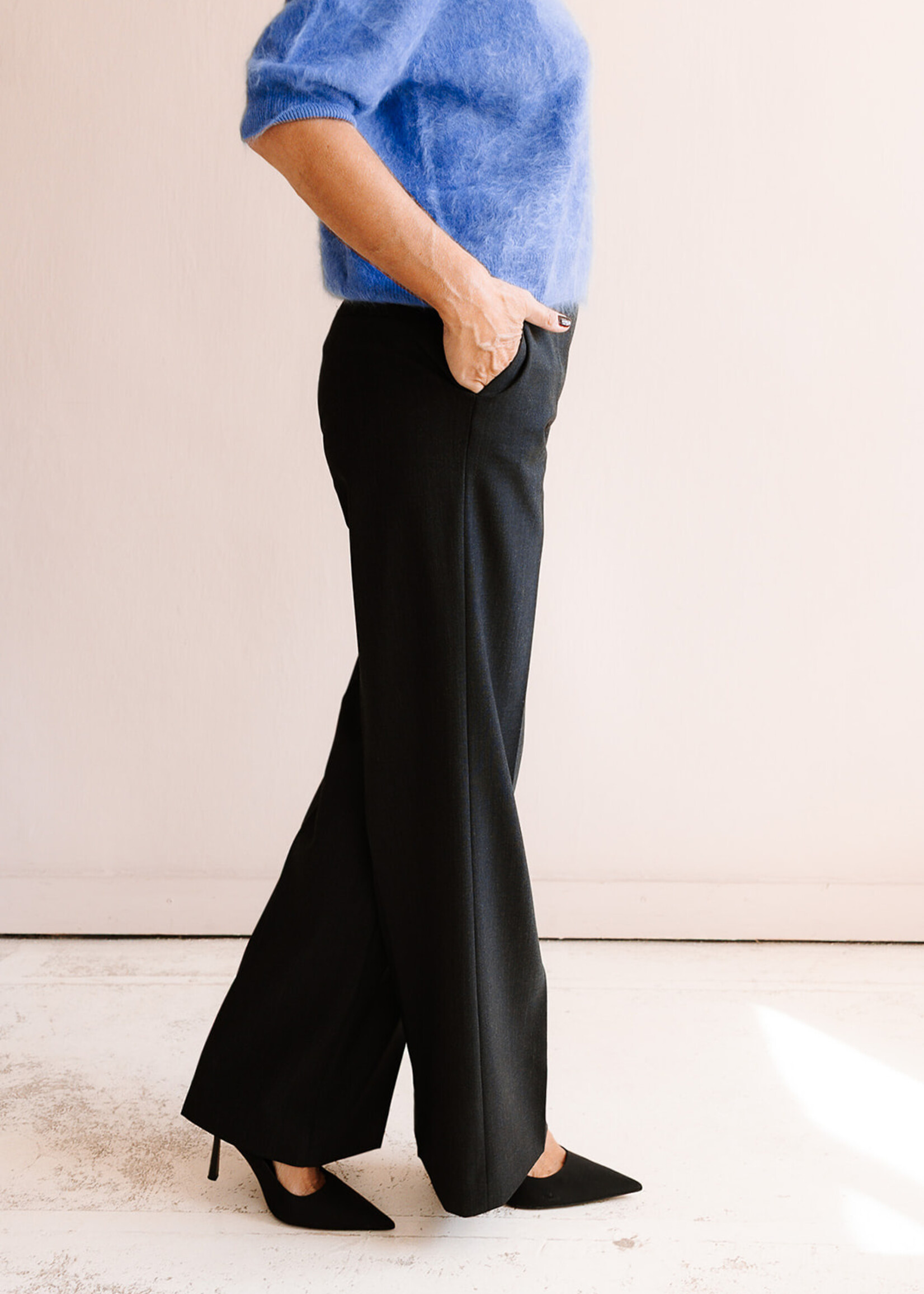 Ottod'Ame Long Wide Leg Trousers (Dark Grey)