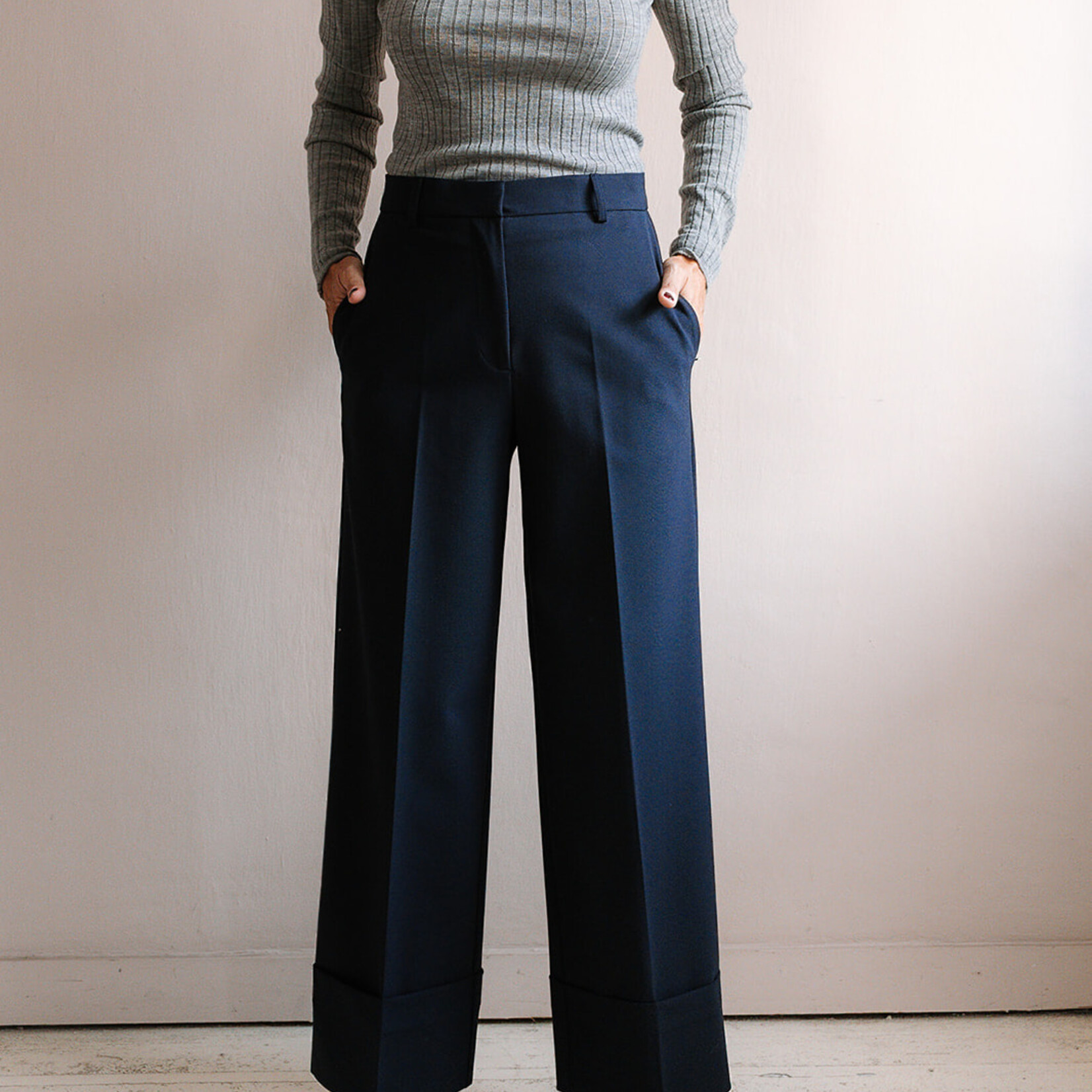 Ottod'Ame Turn-Up Trousers (Navy Blue)