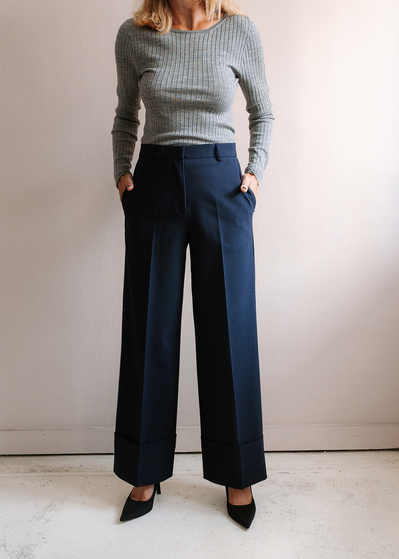 Ottod'Ame Turn-Up Trousers (Navy Blue)