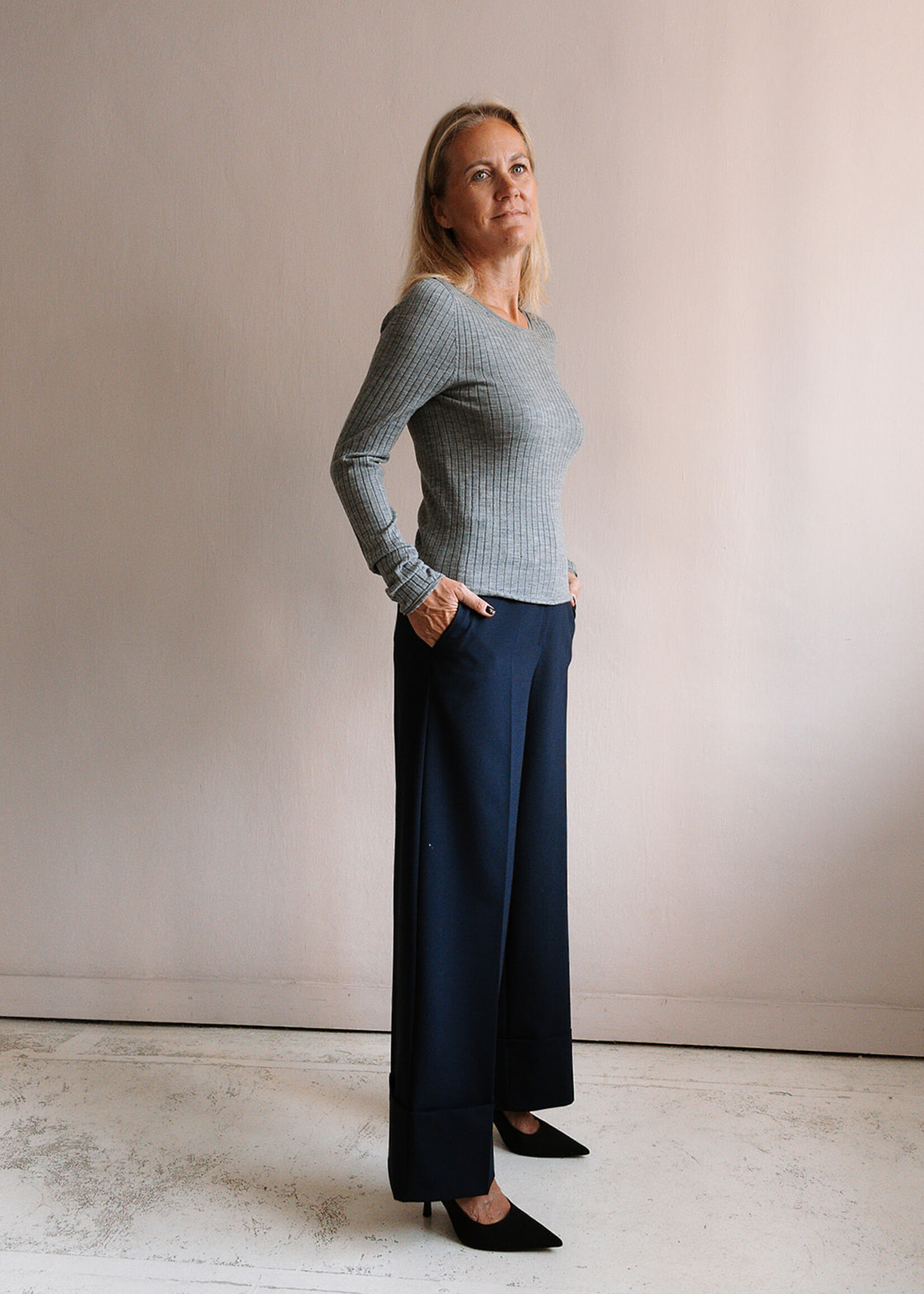 Ottod'Ame Turn-Up Trousers (Navy Blue)