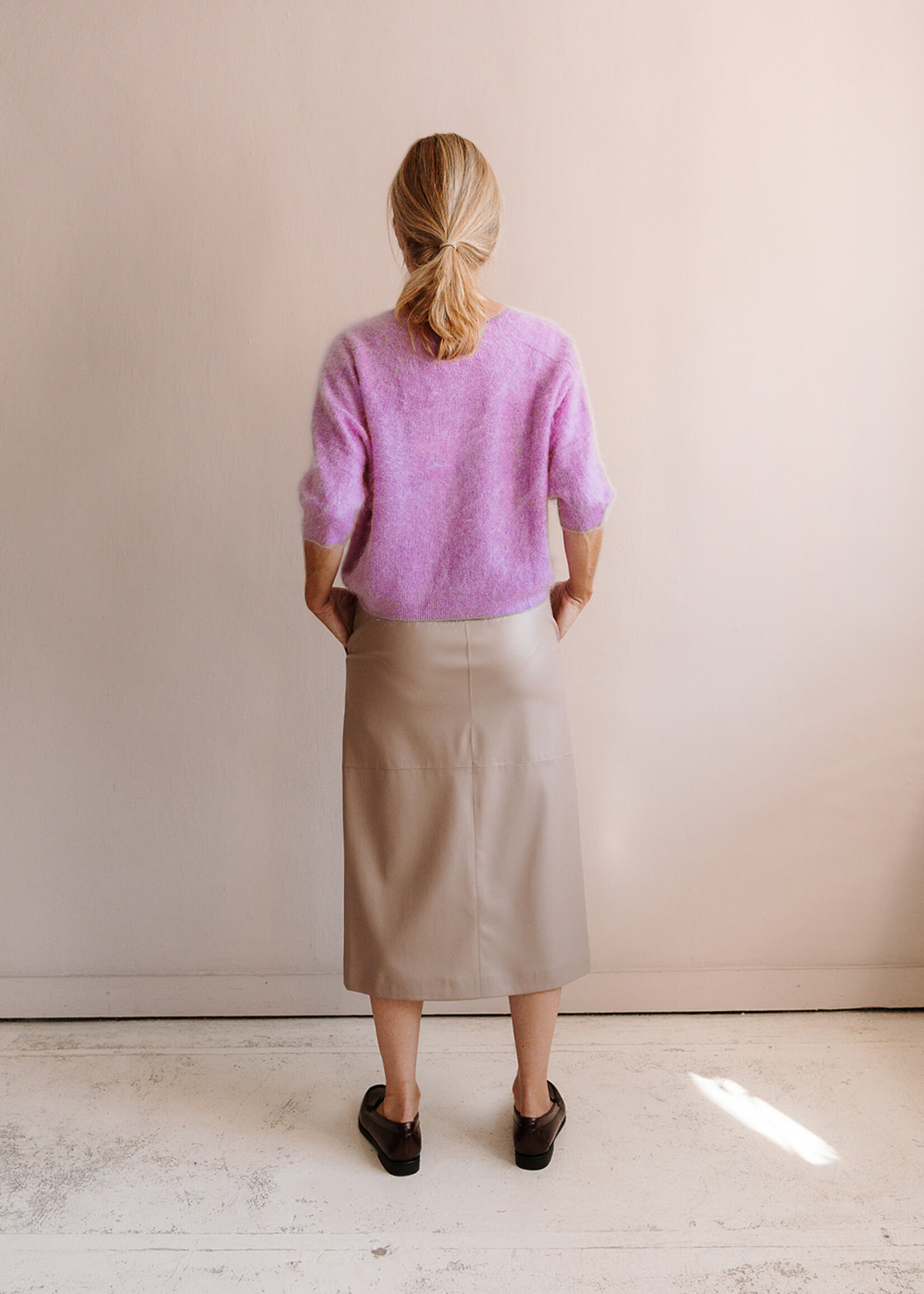 Ottod'Ame Faux Leather Skirt (Taupe)