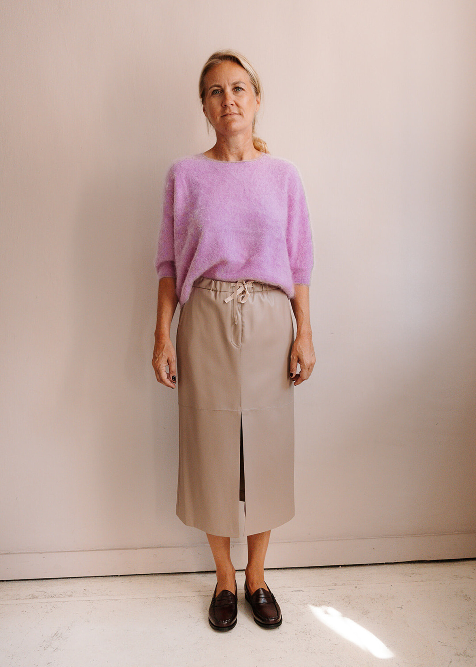 Ottod'Ame Faux Leather Skirt (Taupe)