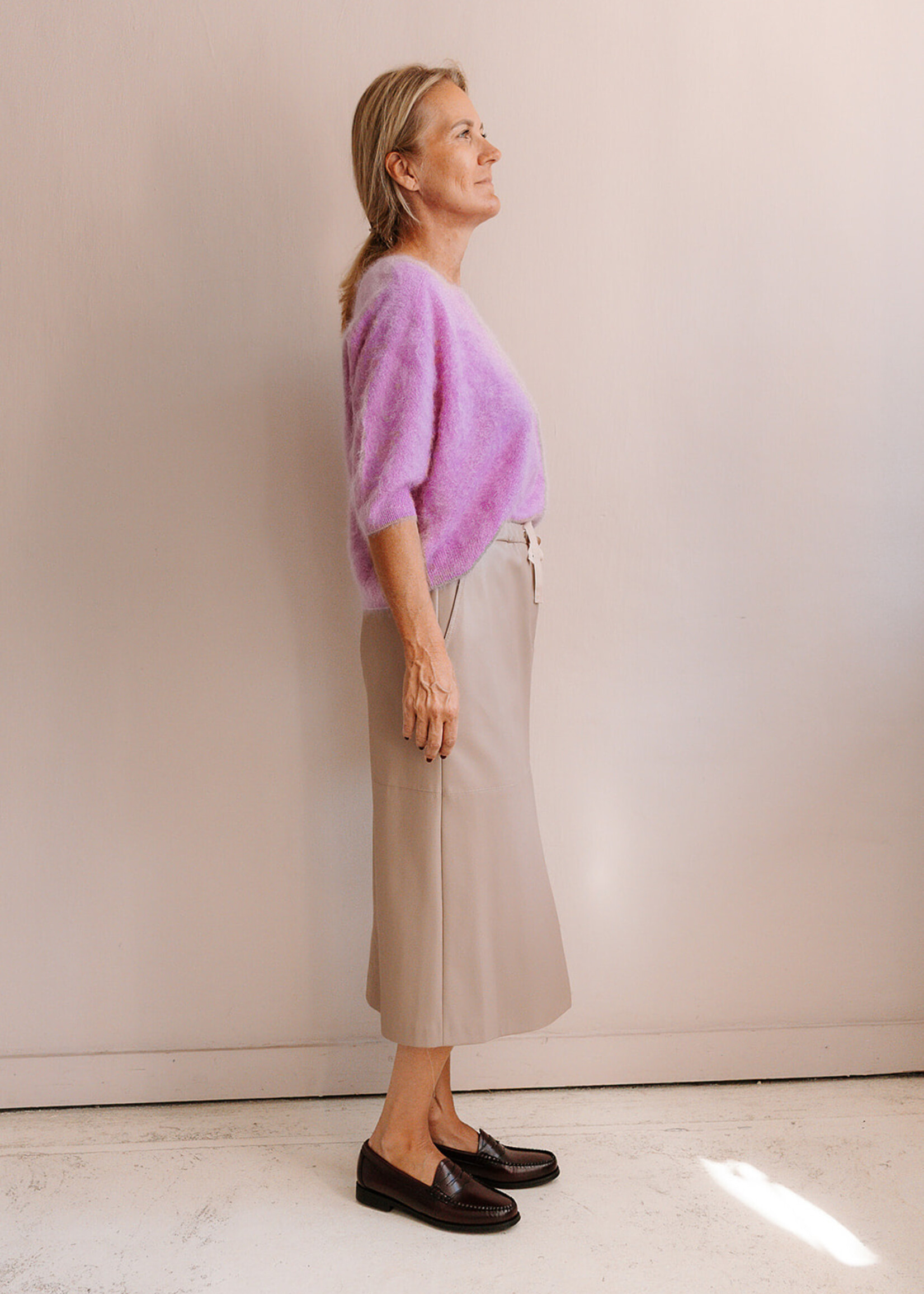 Ottod'Ame Faux Leather Skirt (Taupe)
