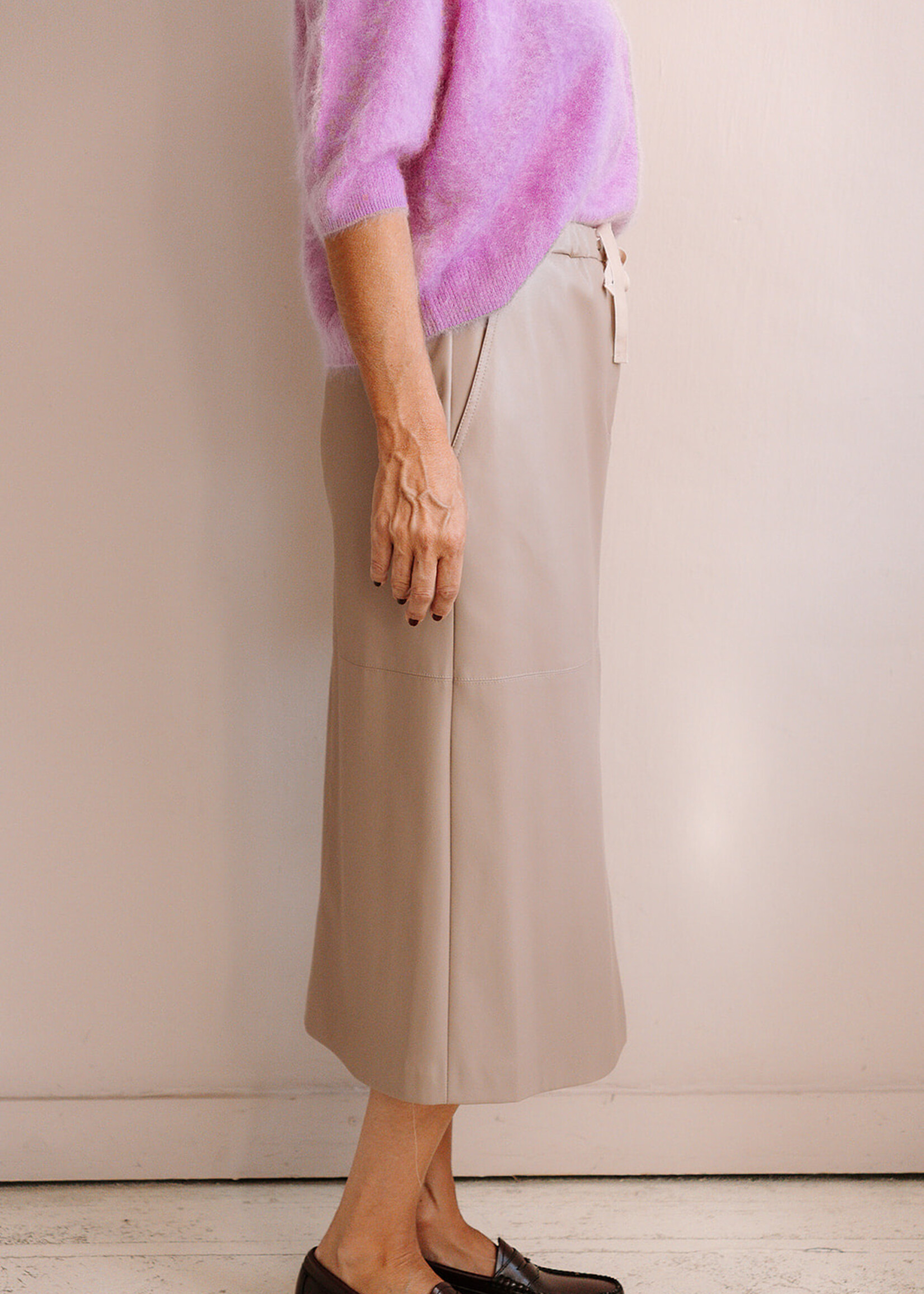 Ottod'Ame Faux Leather Skirt (Taupe)