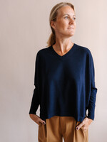Ottod'Ame V-Neck Merino Sweater (Navy Blue)