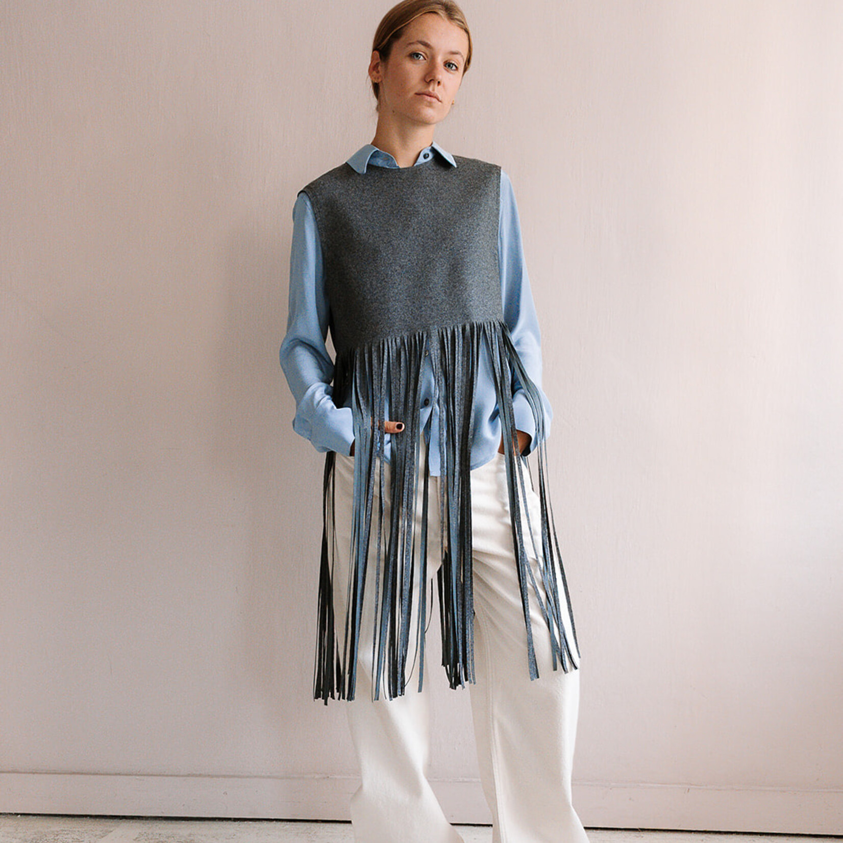 Tela Sleeveless Top Fringe (Grey)