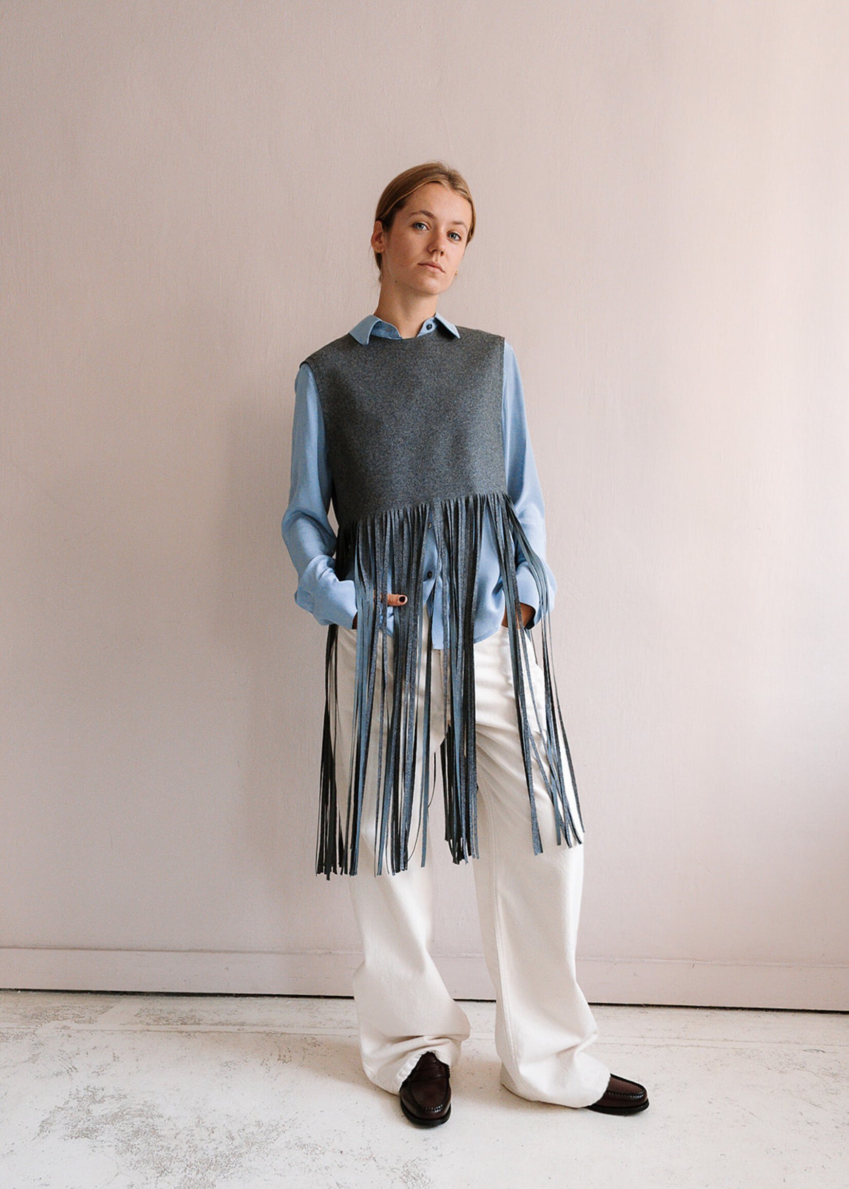 Tela Sleeveless Top Fringe (Grey)