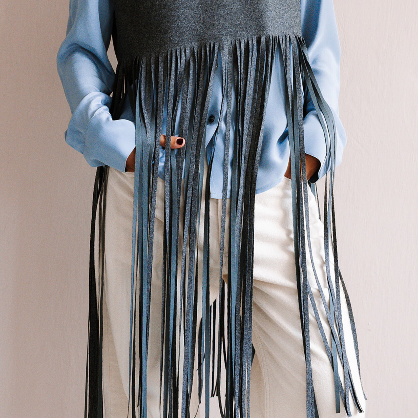 Tela Sleeveless Top Fringe (Grey)