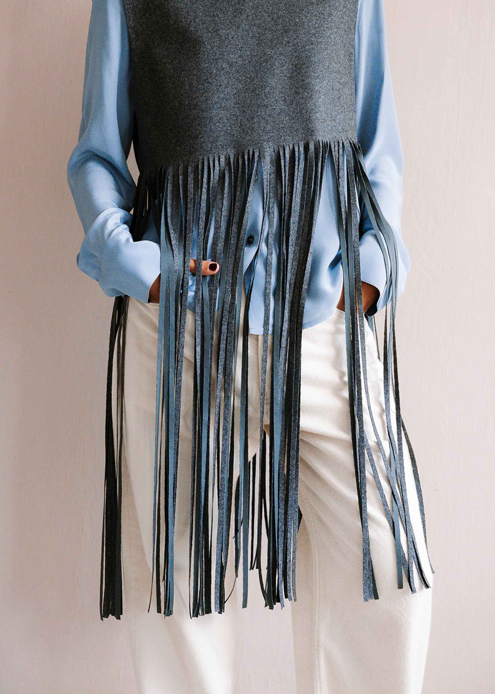 Tela Sleeveless Top Fringe (Grey)
