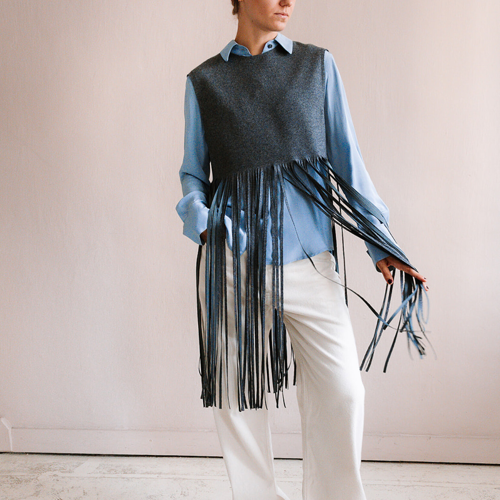 Tela Sleeveless Top Fringe (Grey)