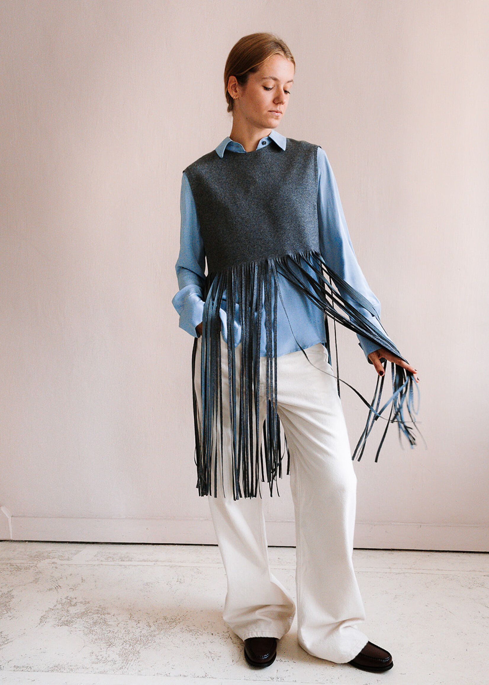 Tela Sleeveless Top Fringe (Grey)