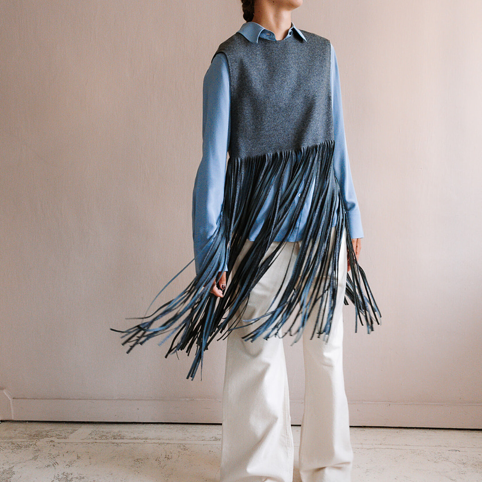 Tela Sleeveless Top Fringe (Grey)