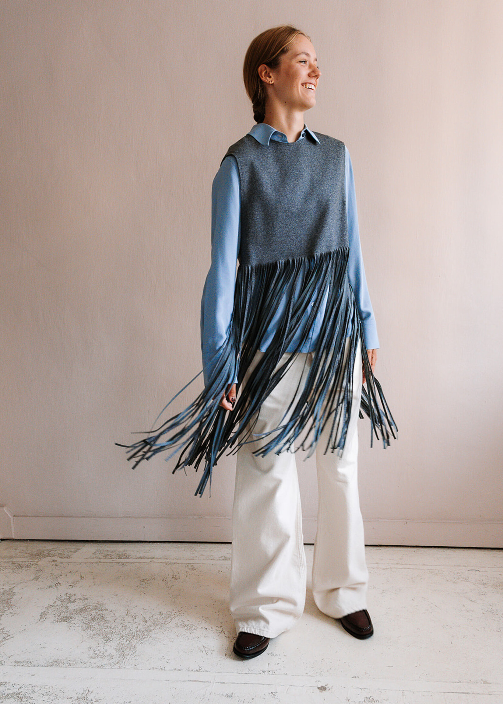 Tela Sleeveless Top Fringe (Grey)