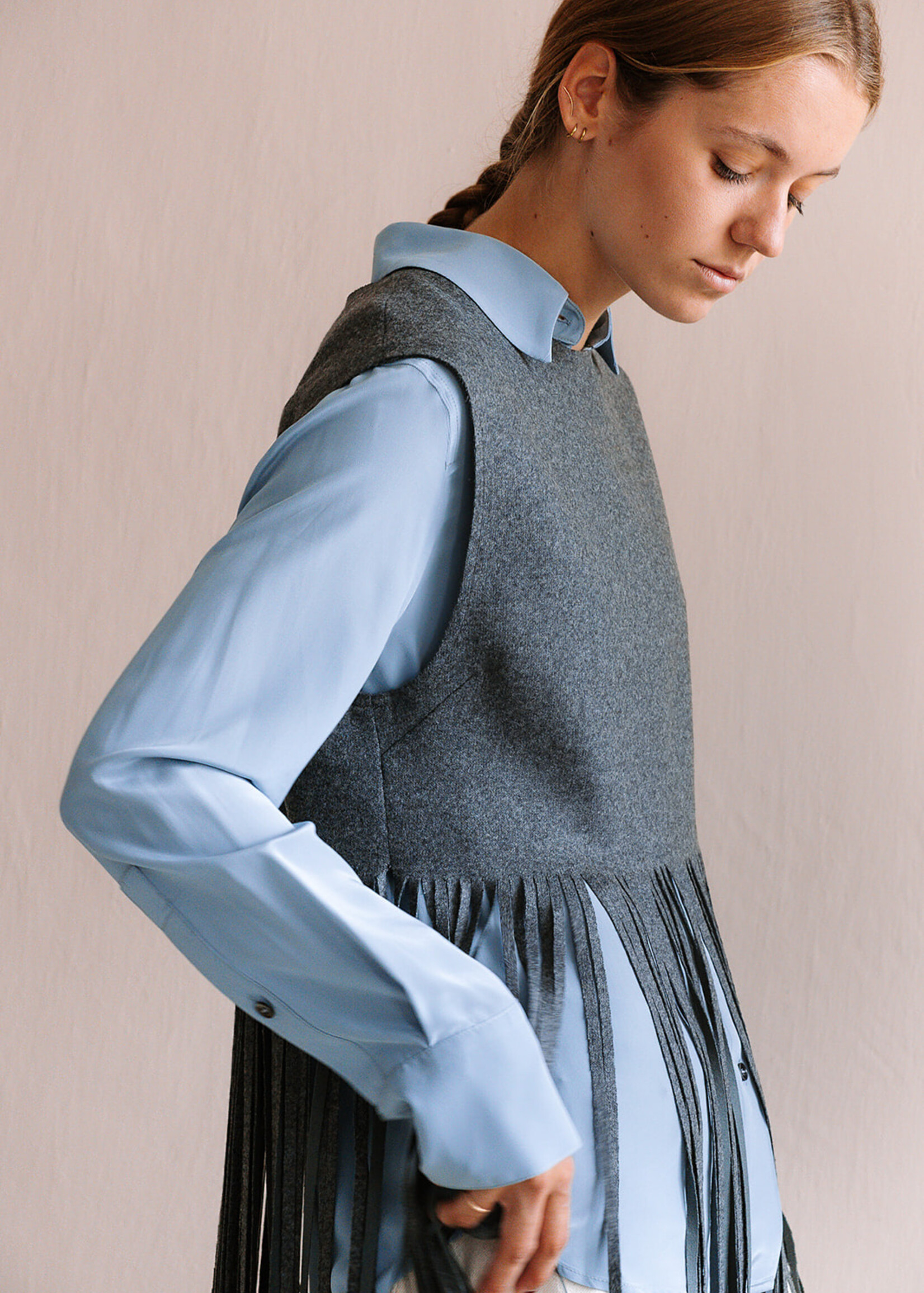 Tela Sleeveless Top Fringe (Grey)