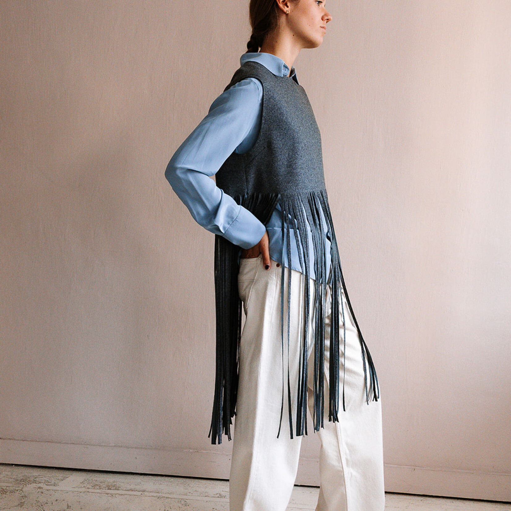 Tela Sleeveless Top Fringe (Grey)