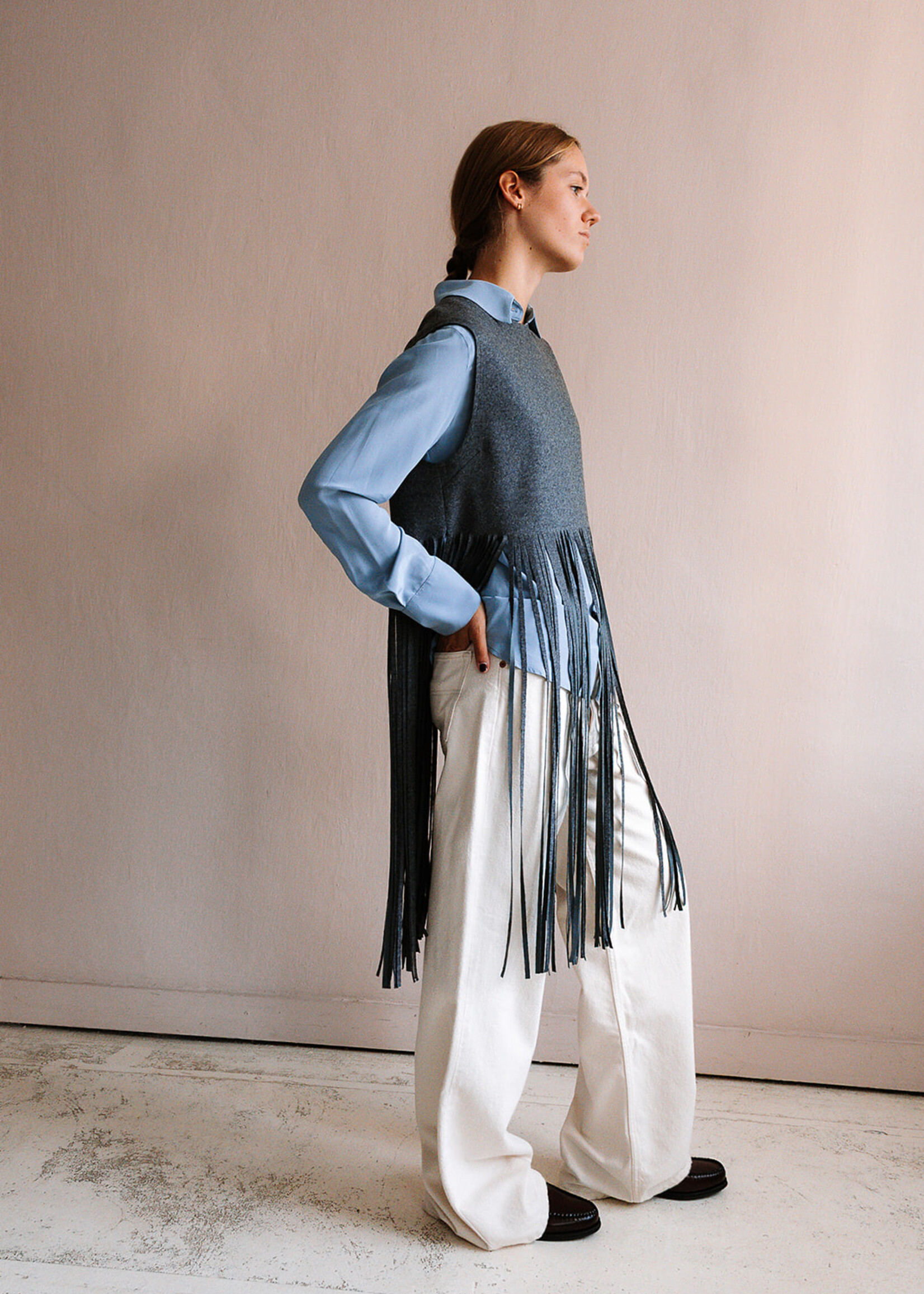 Tela Sleeveless Top Fringe (Grey)