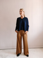 Tela Pleated Long Trousers (Camel Brown)
