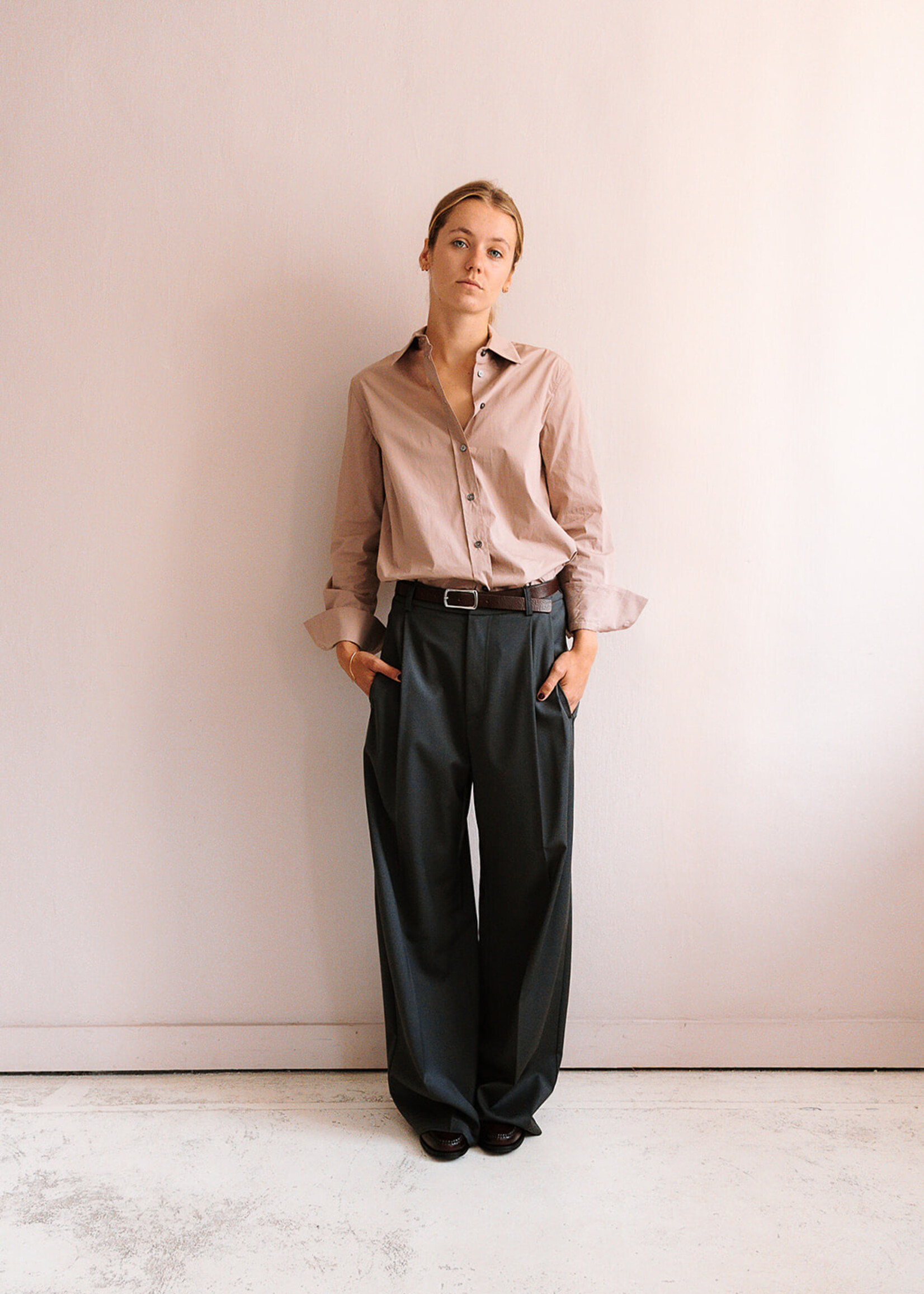Tela Pleated Long Trousers (Grey)