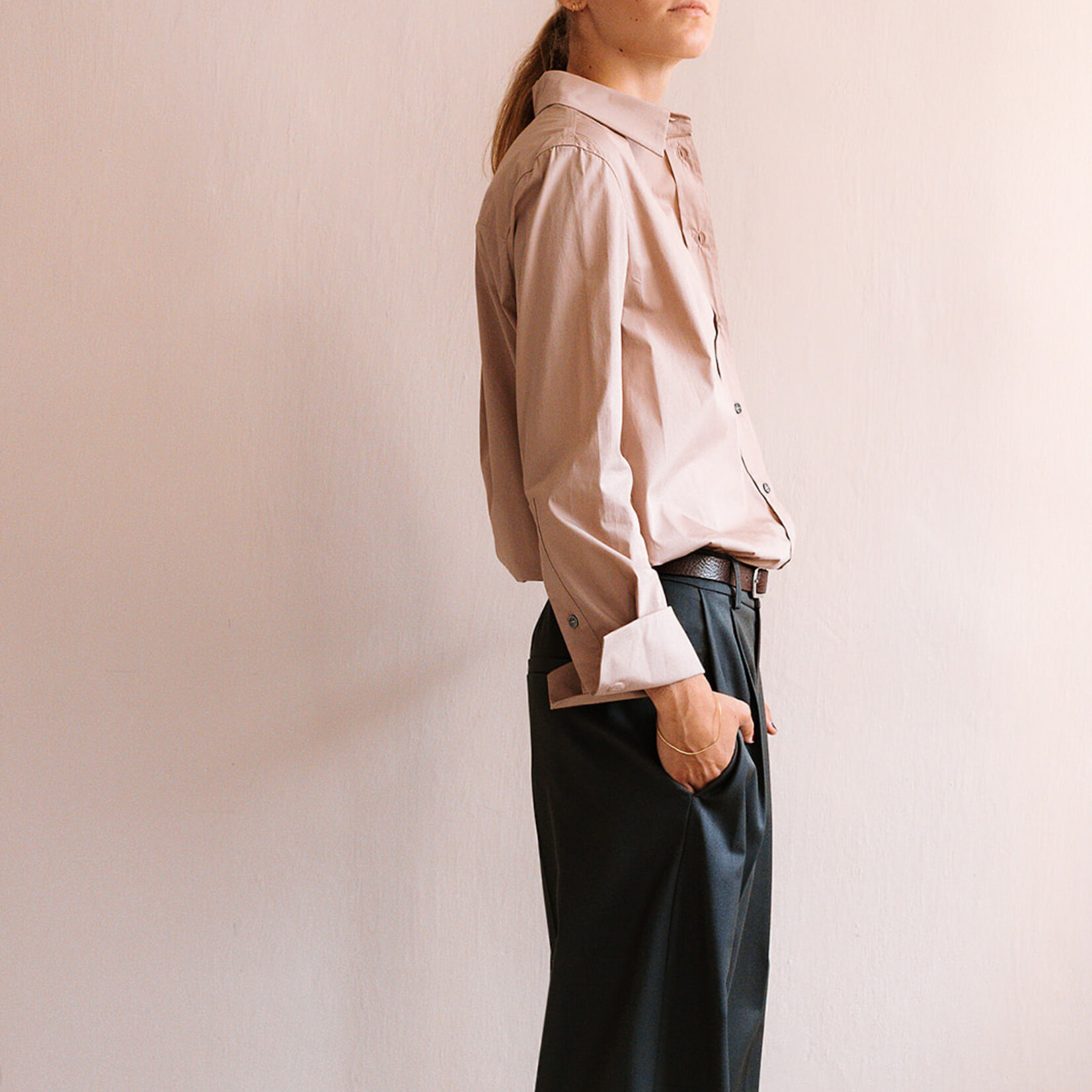 Tela Pleated Long Trousers (Grey)