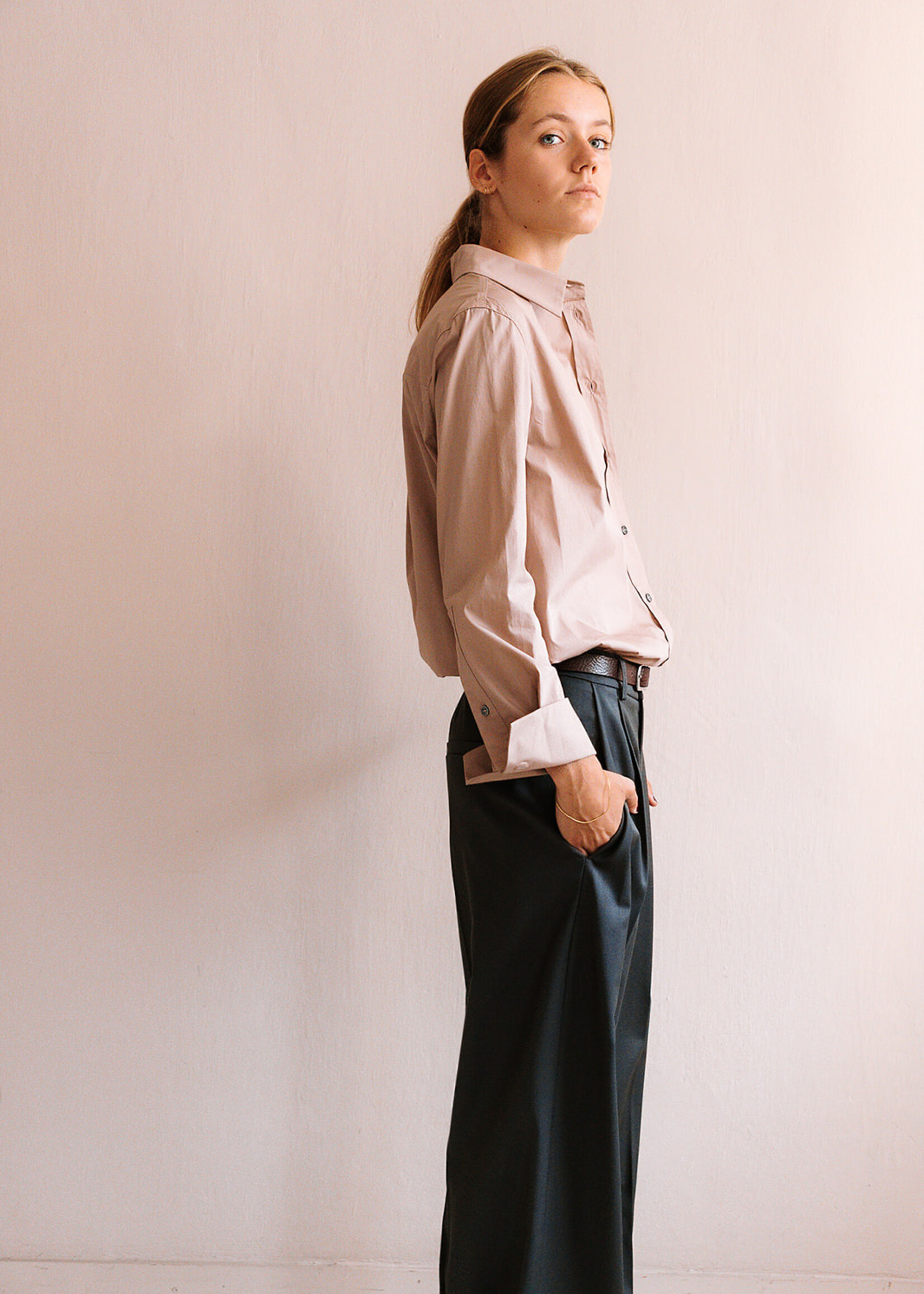 Tela Pleated Long Trousers (Grey)