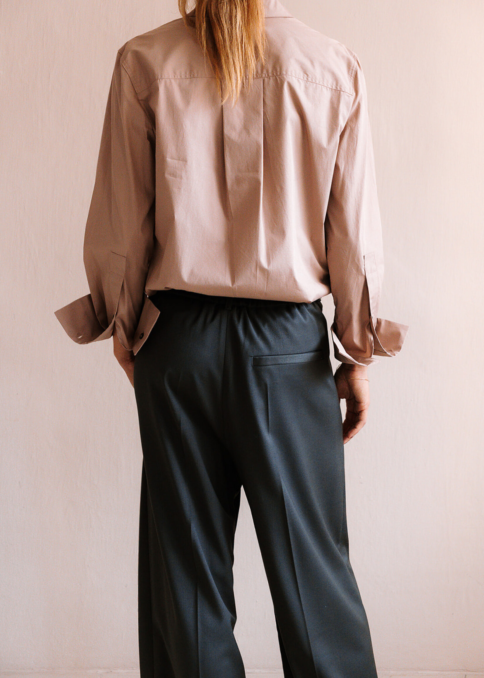 Tela Pleated Long Trousers (Grey)