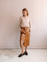 Tela Lacquered High-Waist Skirt (Camel Brown)