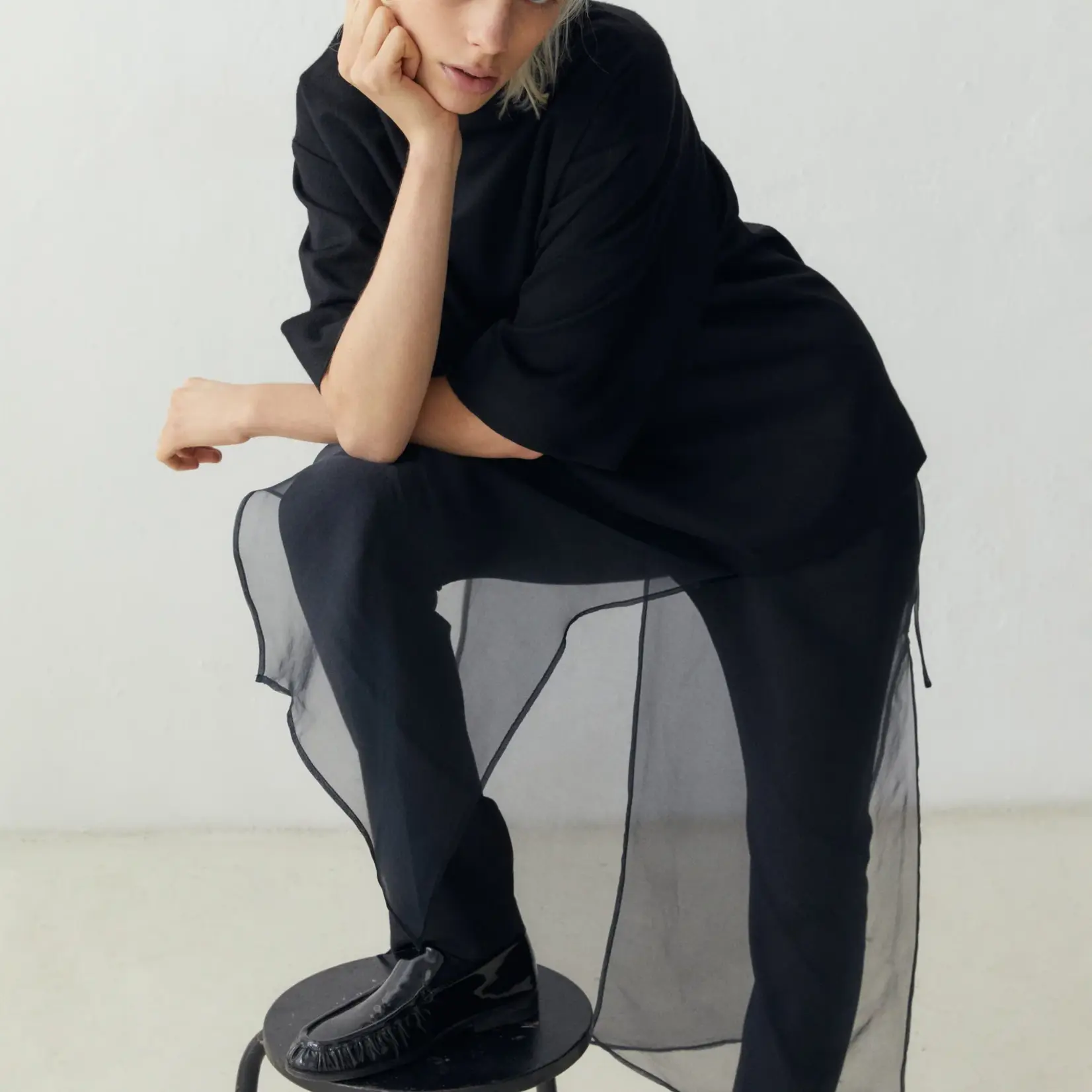 Barena Venezia Silk Wrap Skirt Emi (Transparant Black)