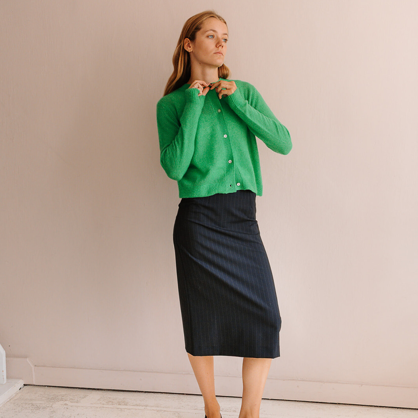 Ottod'Ame Pinstripe Skirt (Navy Blue)