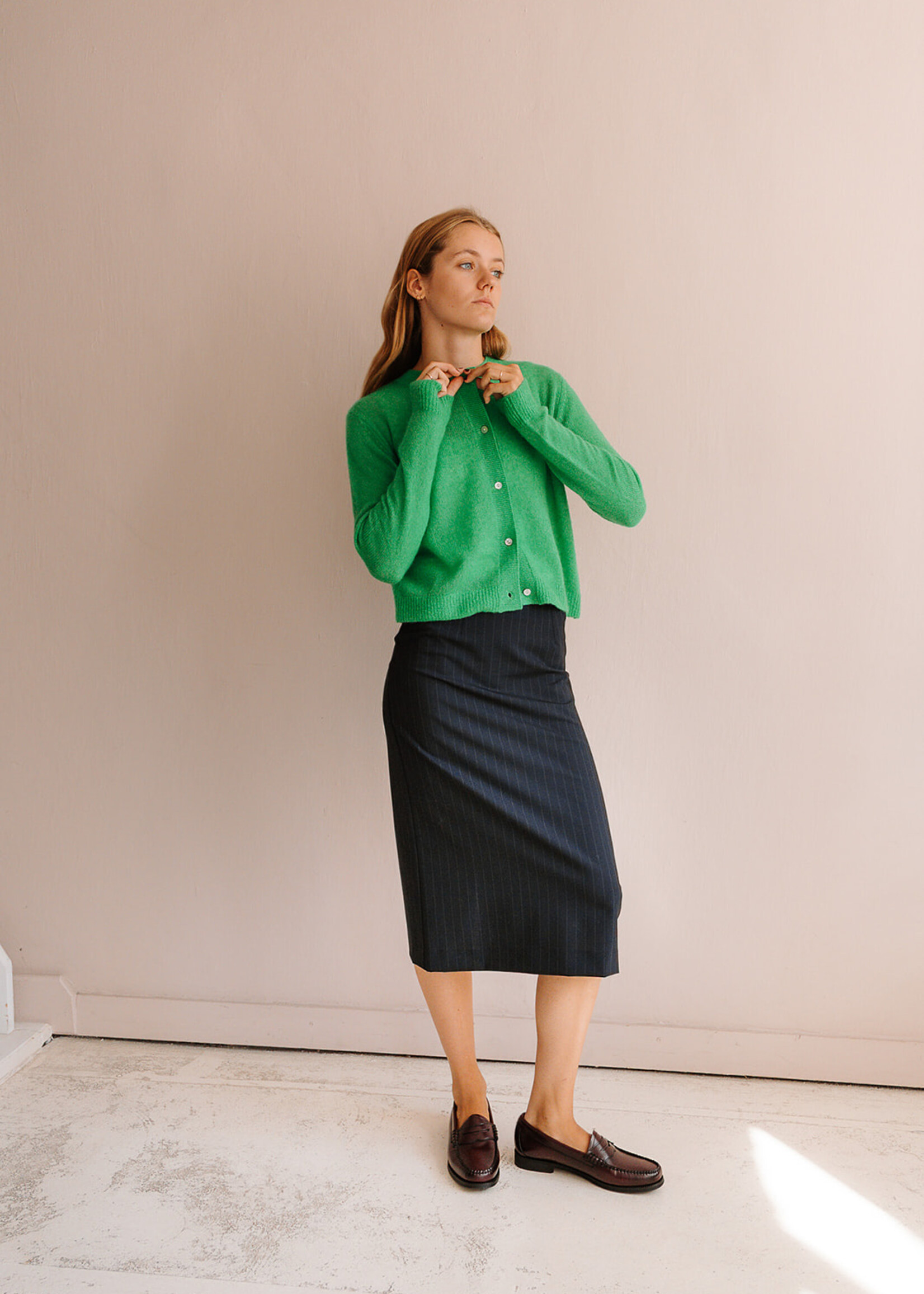 Ottod'Ame Pinstripe Skirt (Navy Blue)