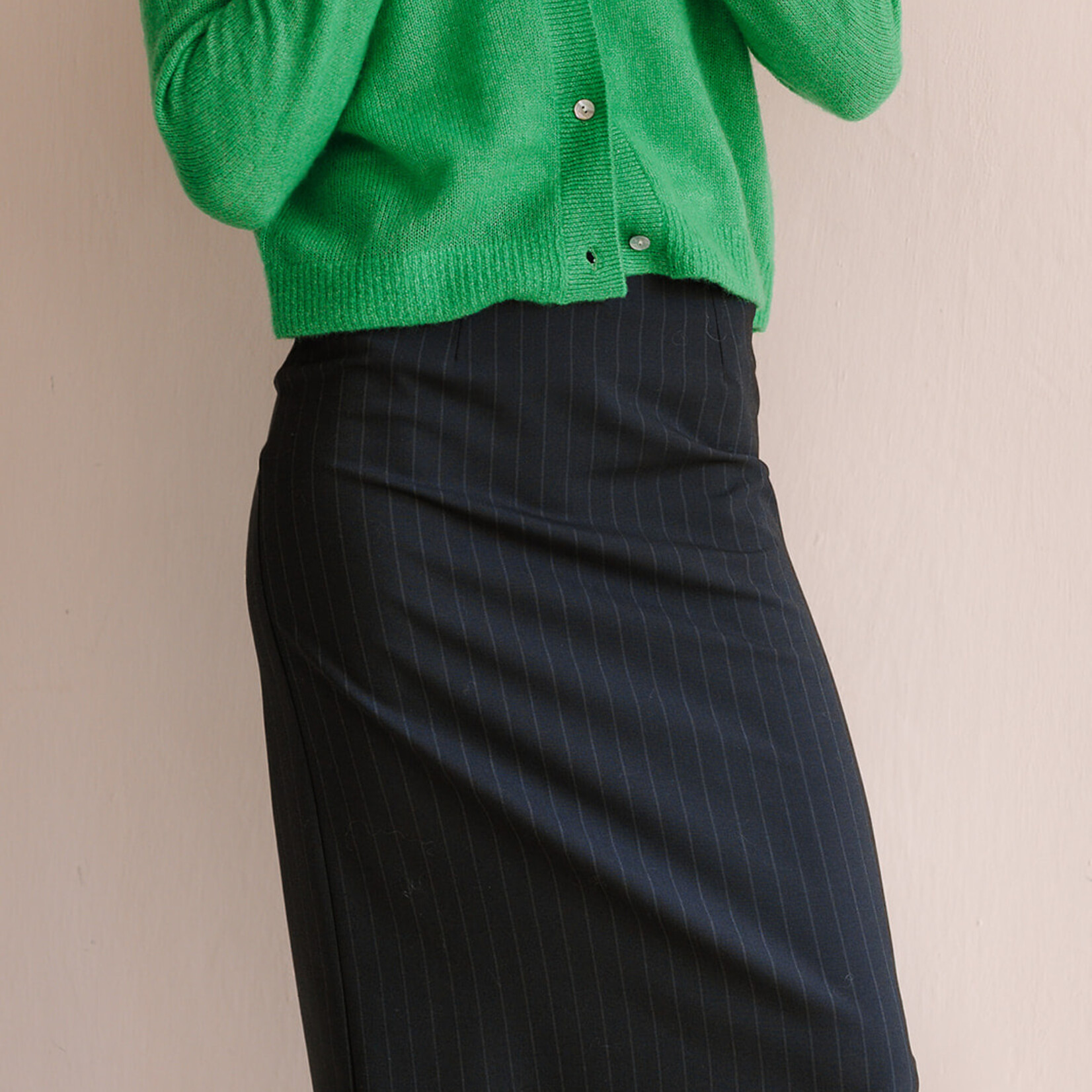 Ottod'Ame Pinstripe Skirt (Navy Blue)