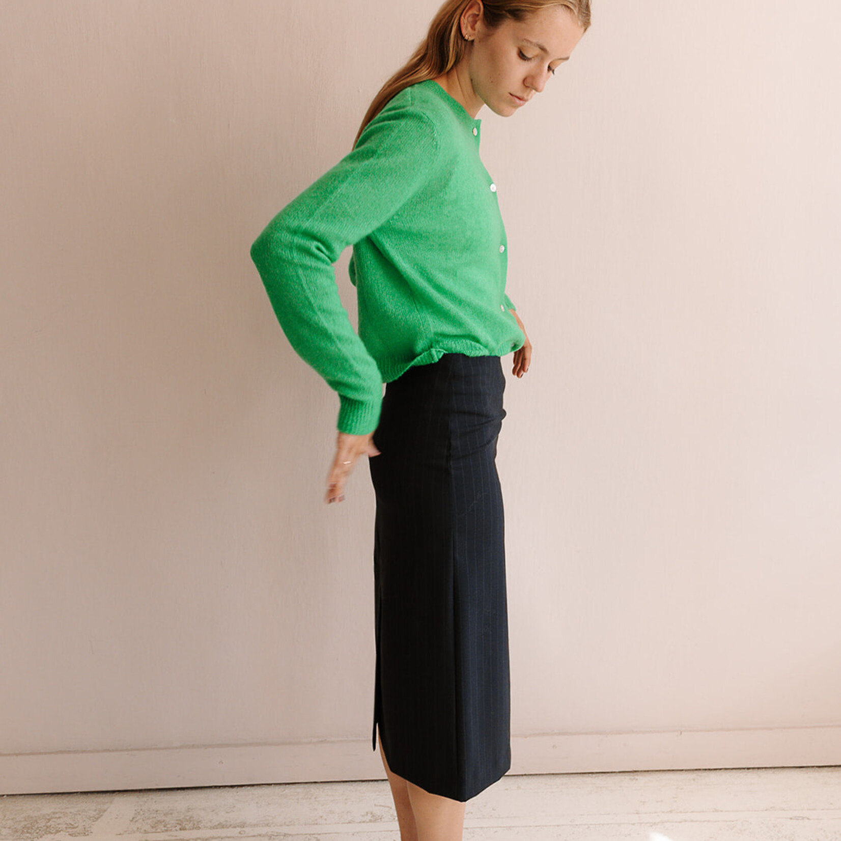Ottod'Ame Pinstripe Skirt (Navy Blue)