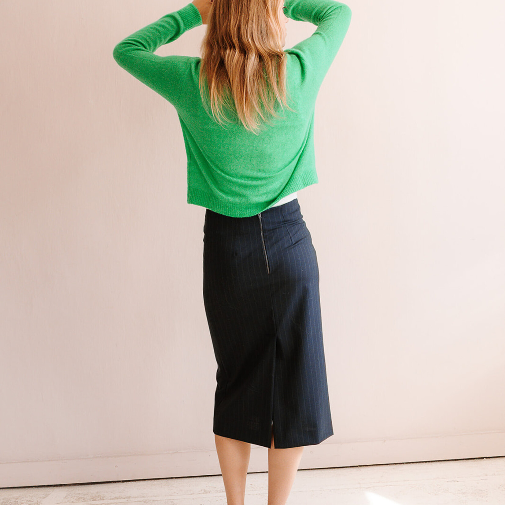 Ottod'Ame Pinstripe Skirt (Navy Blue)